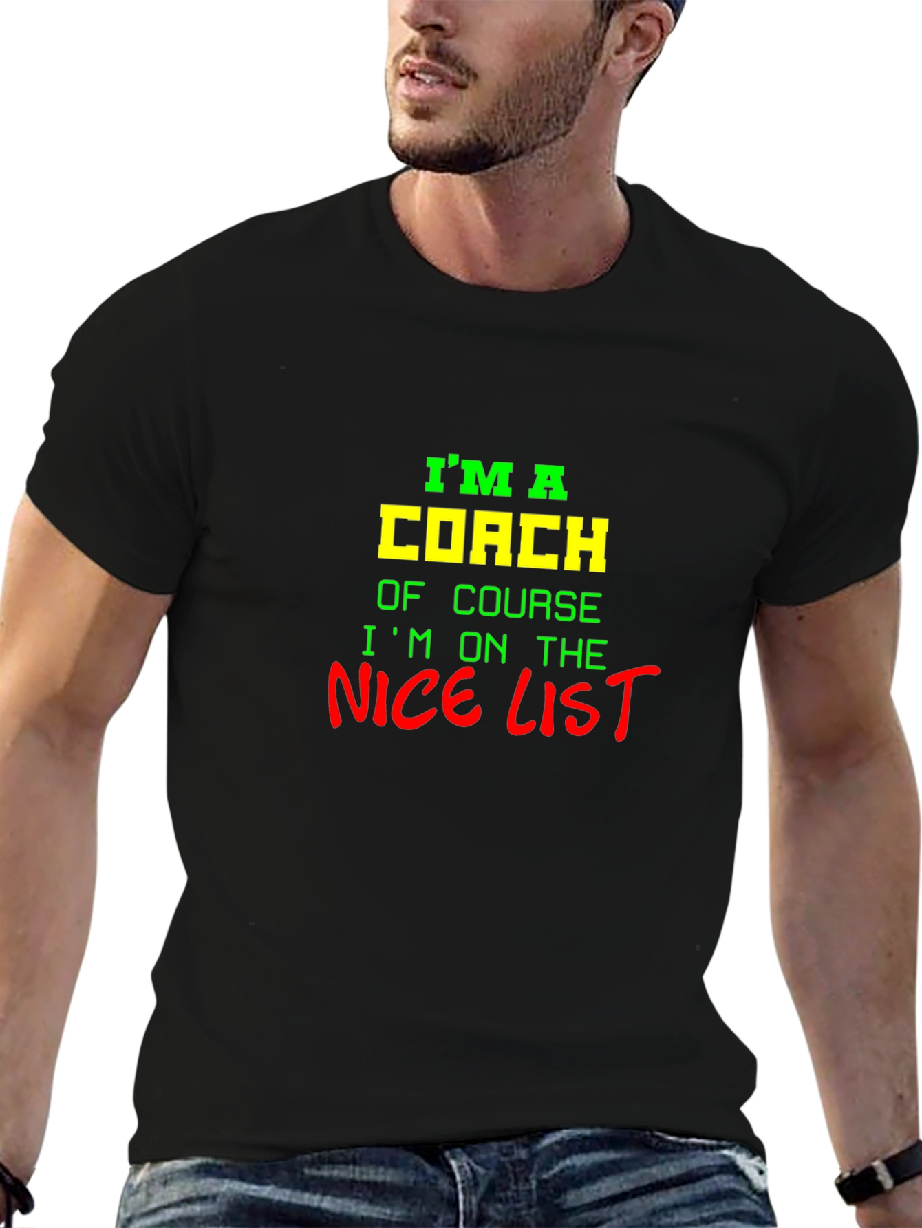 Black I'm a Coach Nice List Graphic Tee view 6