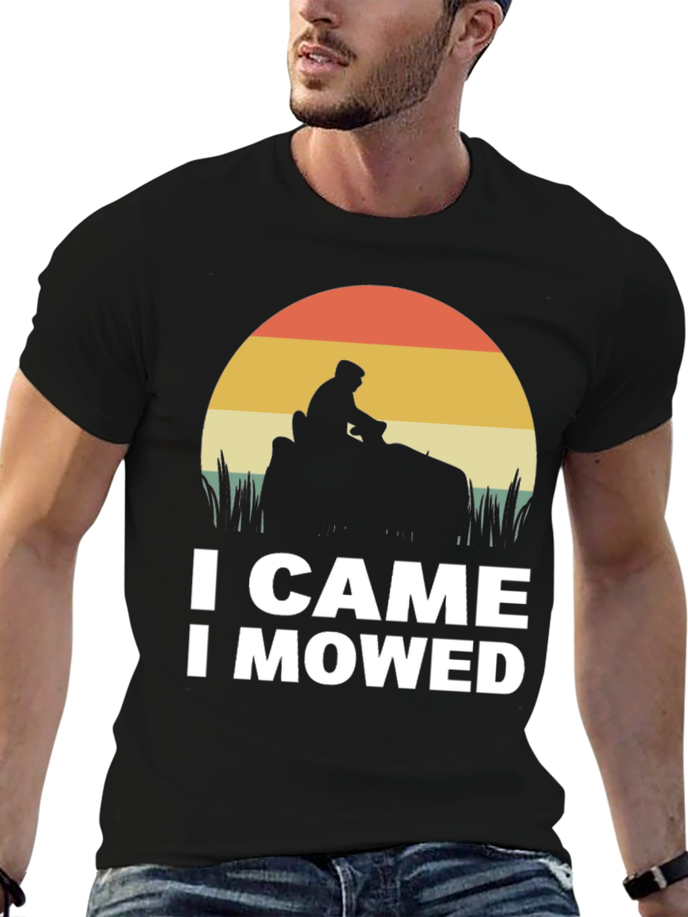 Black I Came I Mowed T-Shirt - Funny Lawn Mowing Tee view 6