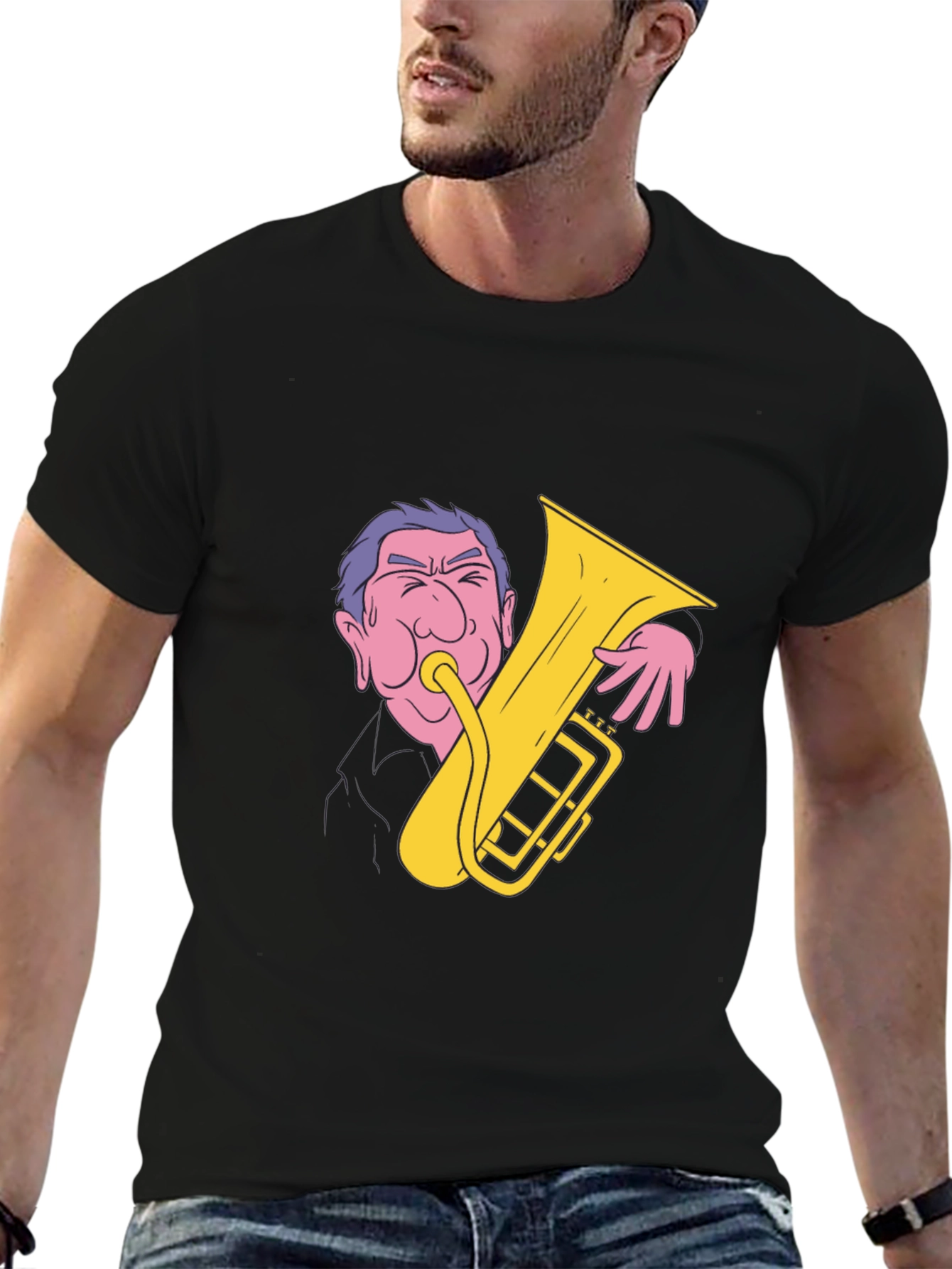 Black Man Playing Tuba Graphic T-Shirt view 6