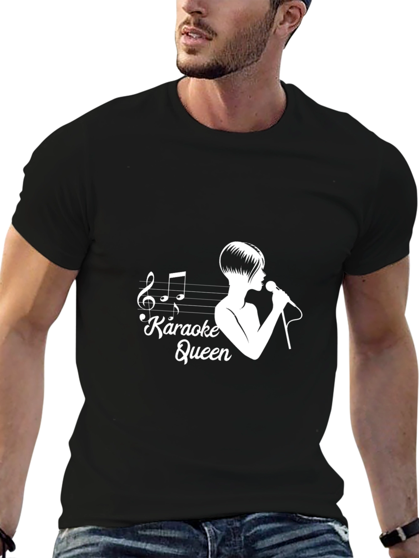 Black Karaoke Queen Graphic Tee - Music Lover T-Shirt view 6