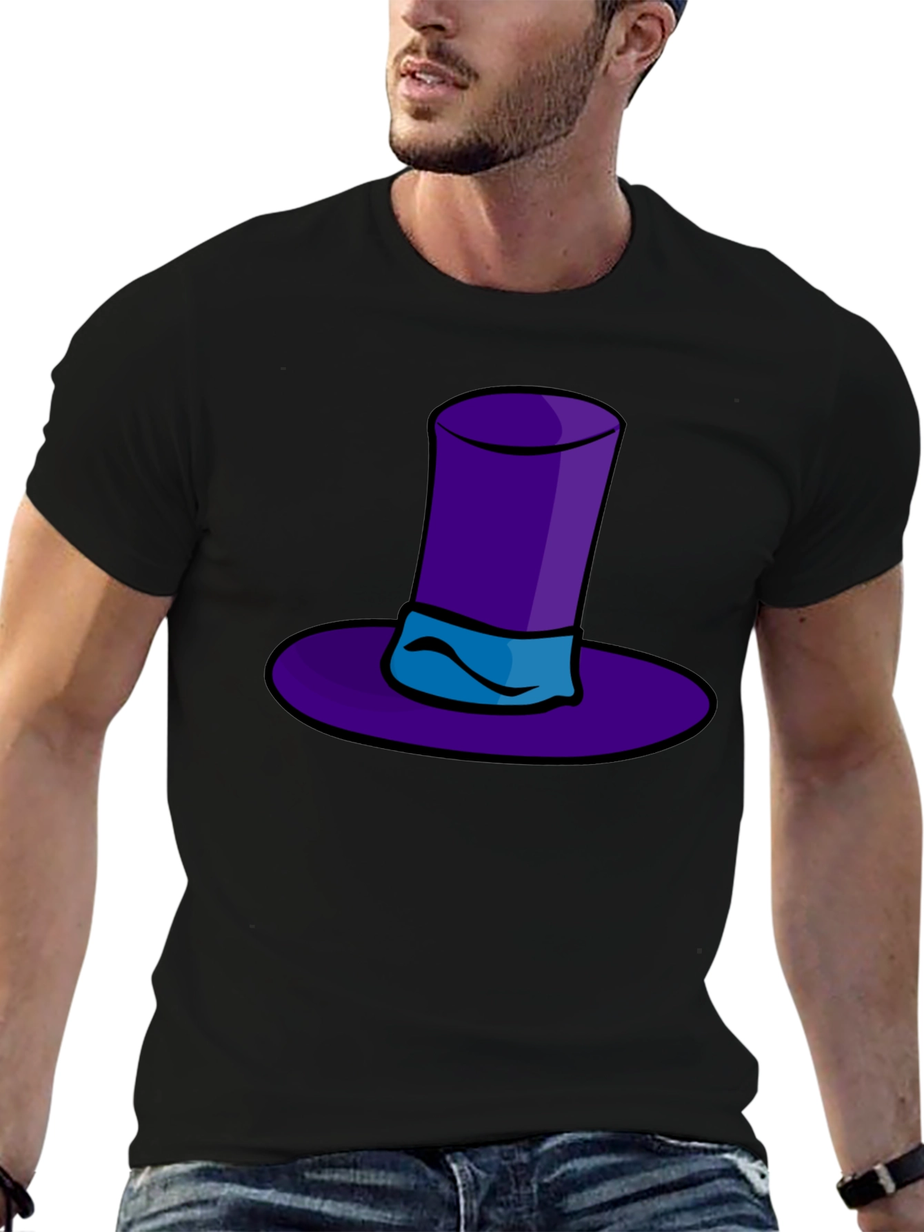 Whimsical Purple Hat Graphic Tee - Quirky Style - 6