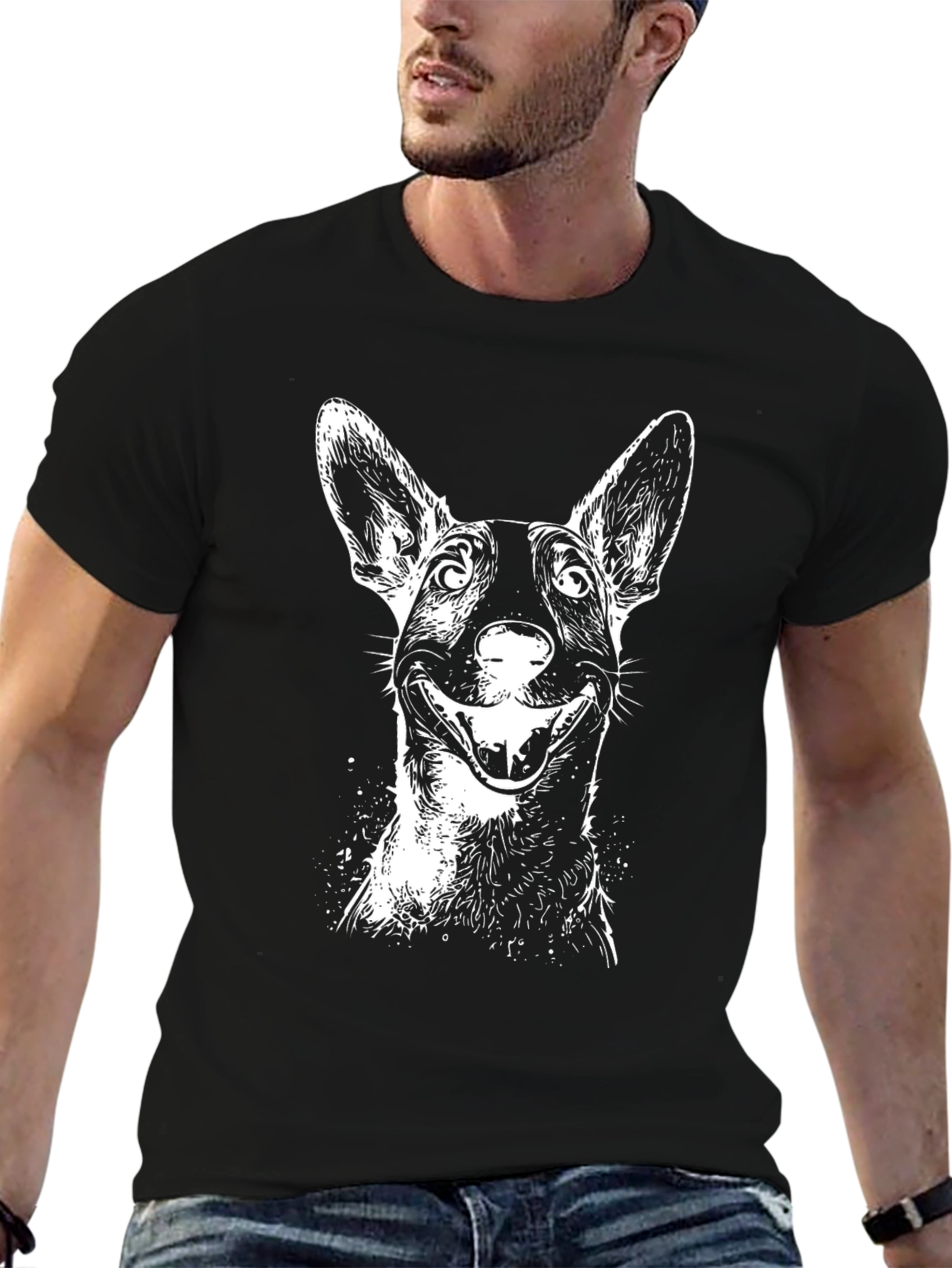 Black Dog Graphic Black T-Shirt - Unique Animal Design view 6