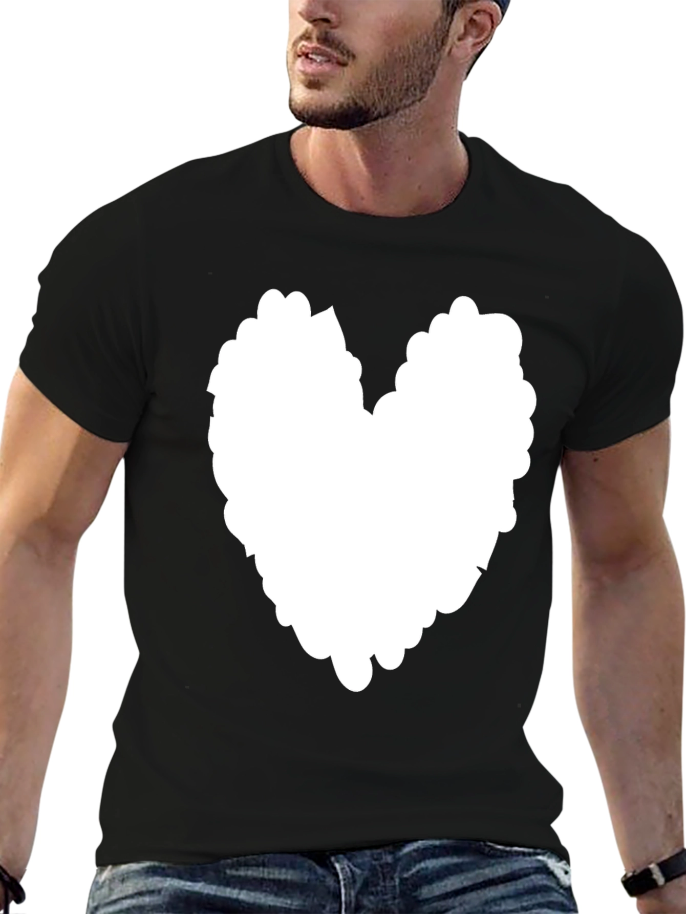 Black Heart Graphic Tee - Stylish Black Cotton T-Shirt view 6