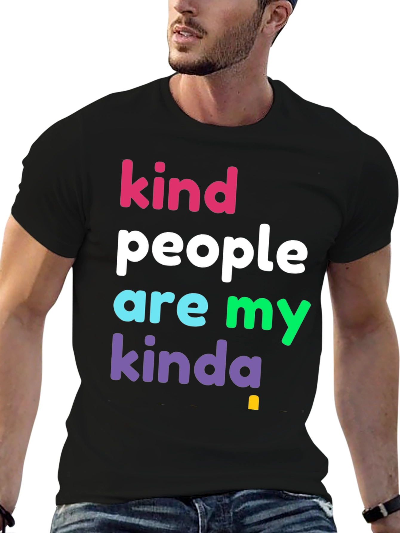 Black Kind People T-Shirt - Colorful Graphic Tee view 6