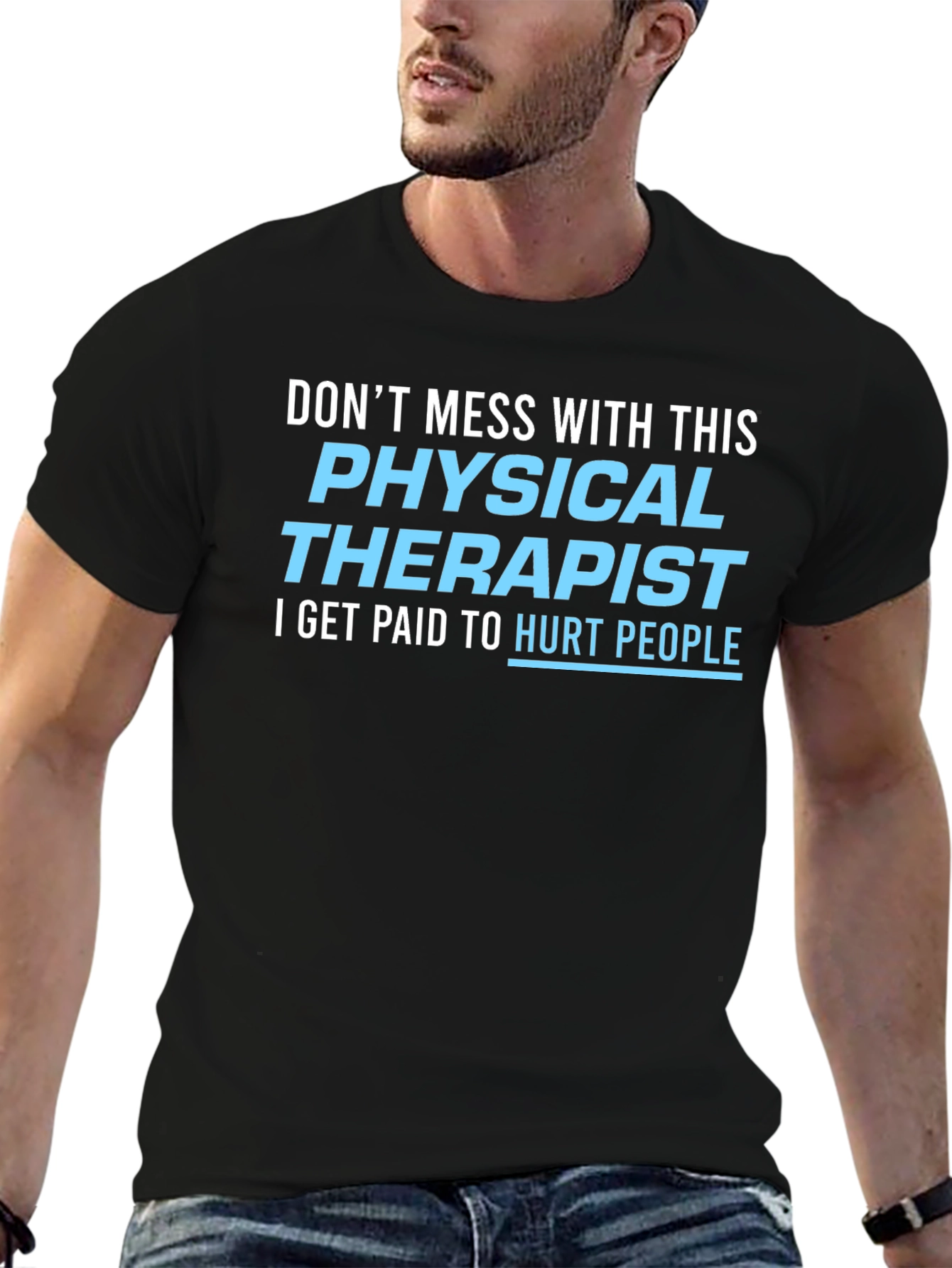 Black Physical Therapist Funny Graphic T-Shirt view 6