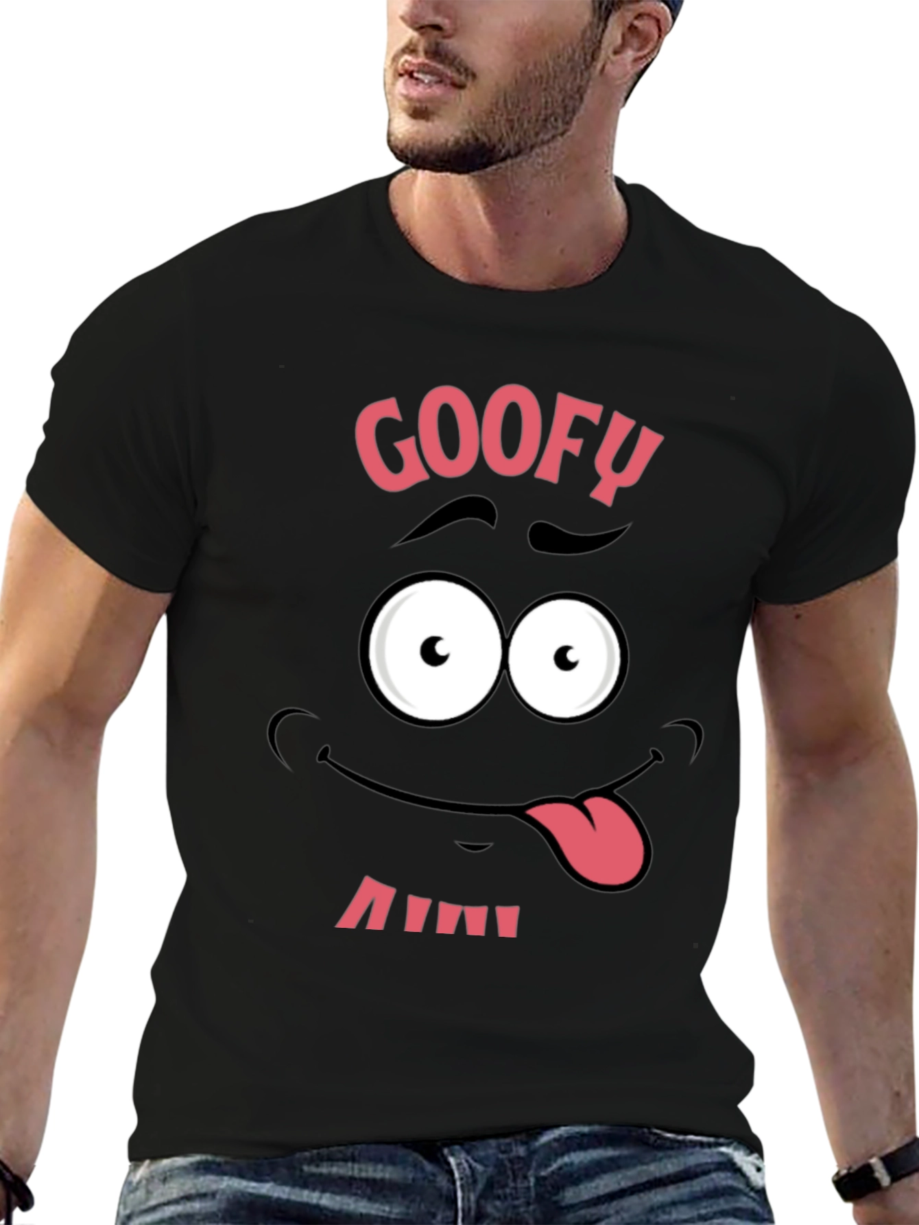 Black Funny Goofy Face Graphic Tee - Black view 6