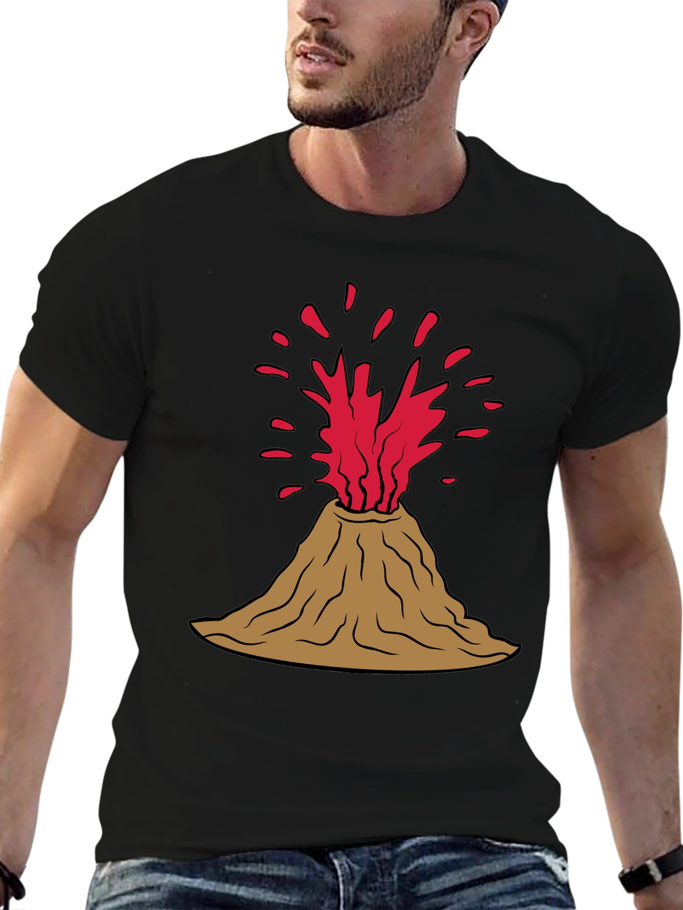 Black Volcano Graphic T-Shirt - Erupting Style! view 6