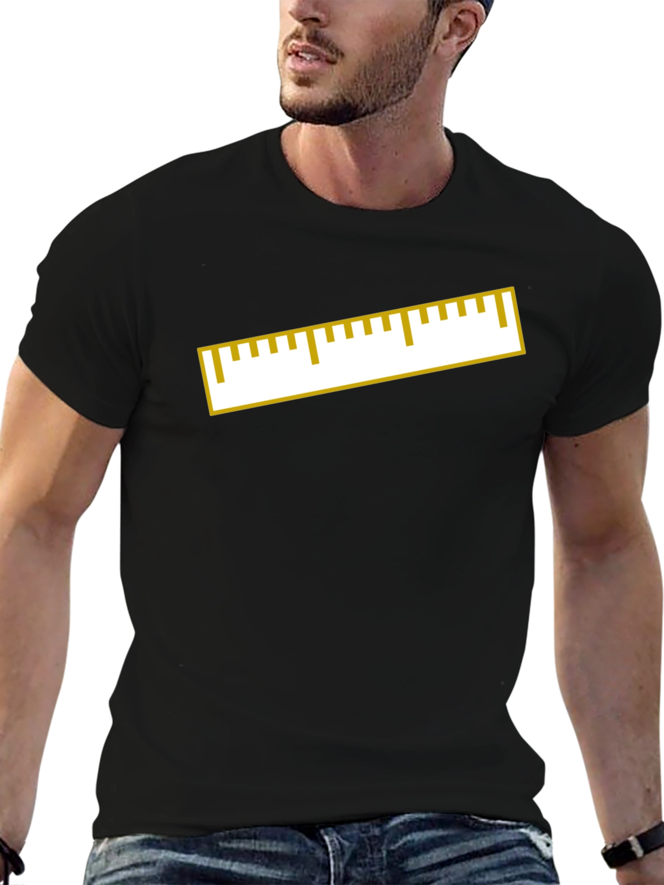 Black Ruler Graphic T-Shirt - Mens Black Tee view 6