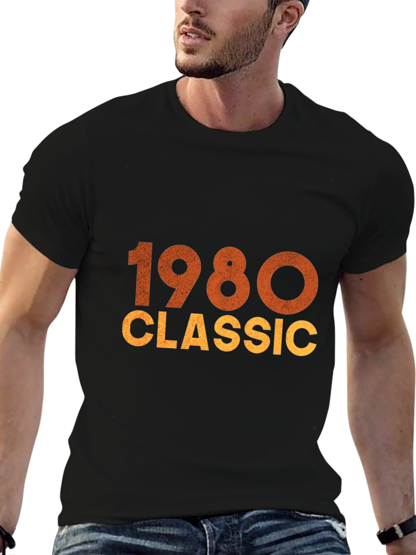 Black 1980 Classic Graphic Tee - Vintage Style view 6