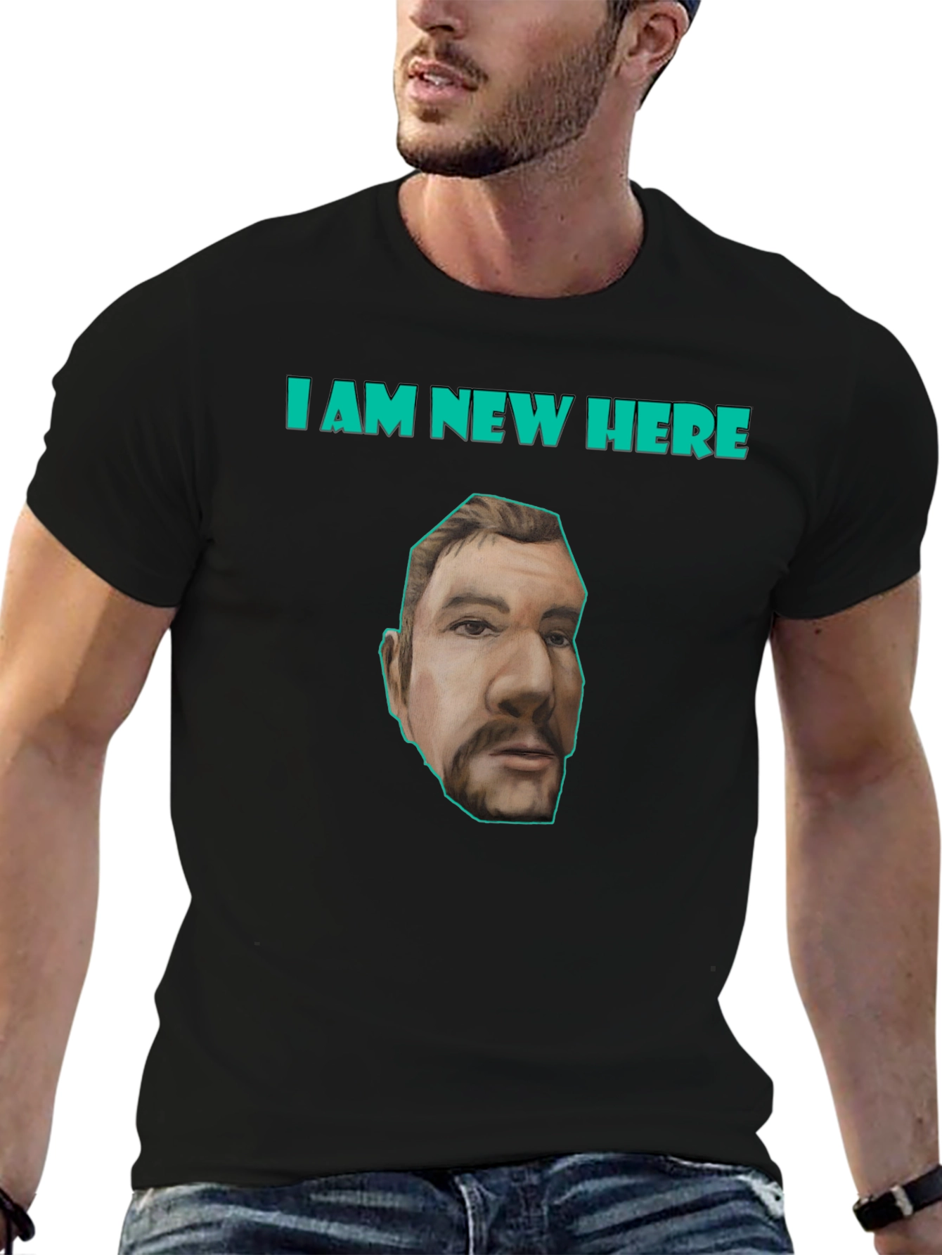 Black I Am New Here T-Shirt view 6