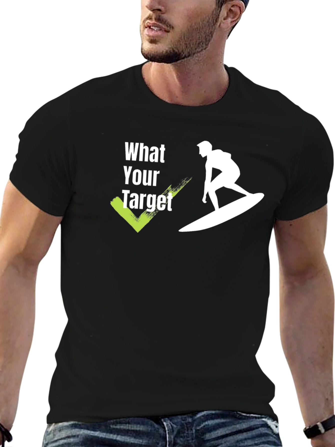 Black What Your Target Surf Graphic T-Shirt view 6