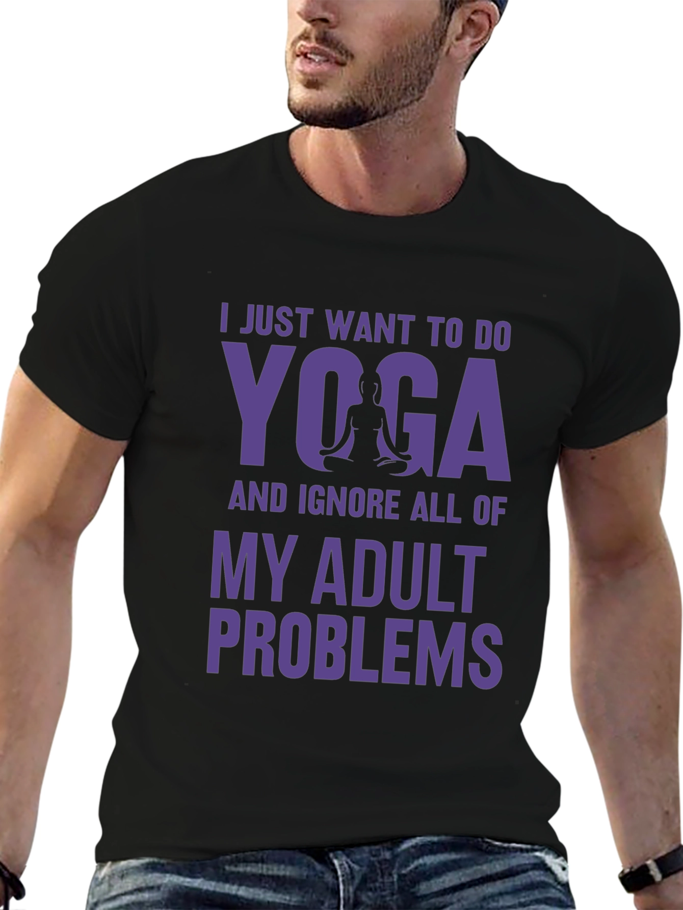 Black Yoga Adult Problems Tee - Relaxation Shirt view 6