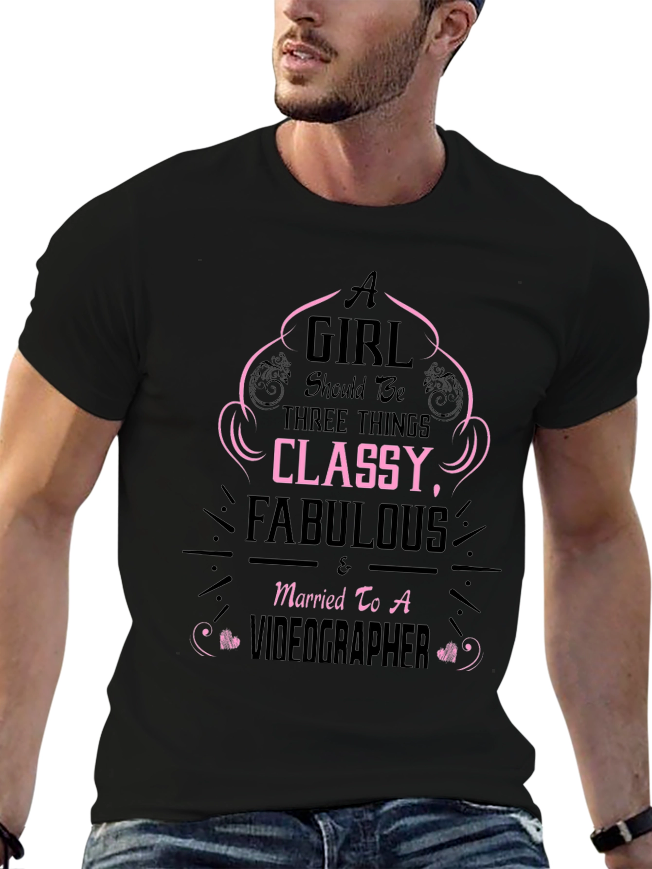 Black Classy, Fabulous Videographer T-Shirt view 6