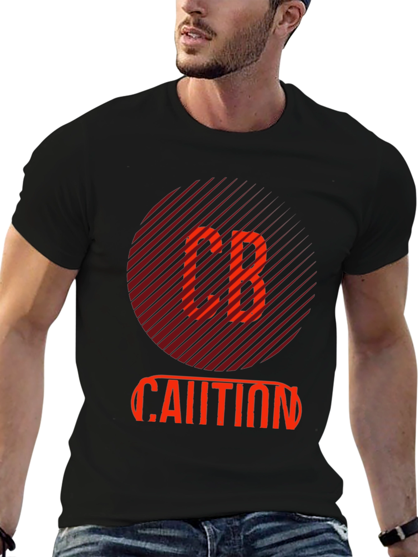 Black CB Caution Graphic Tee - Stylish Men's Black T-Shirt view 6