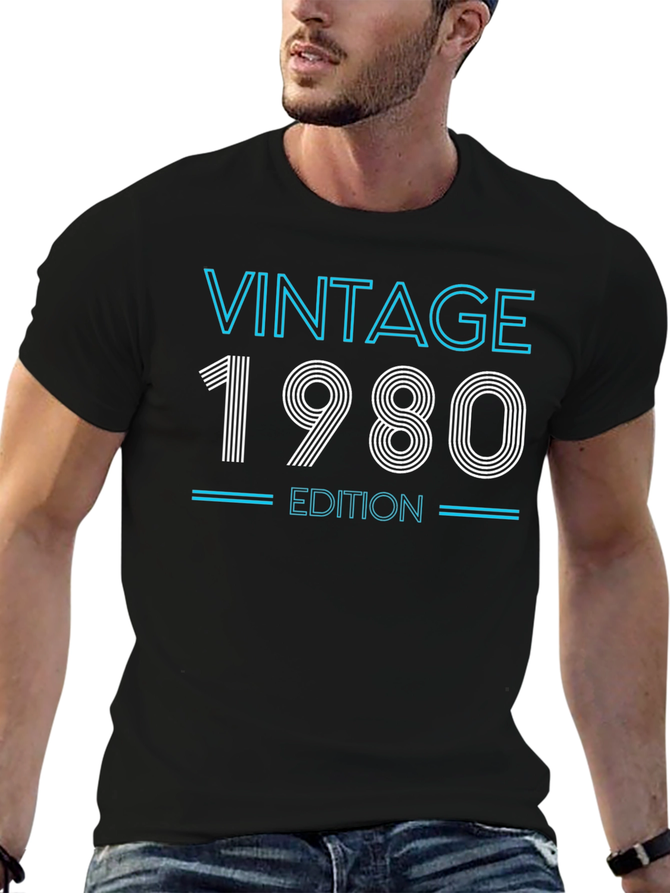 Black Vintage 1980 Edition Graphic T-Shirt view 6