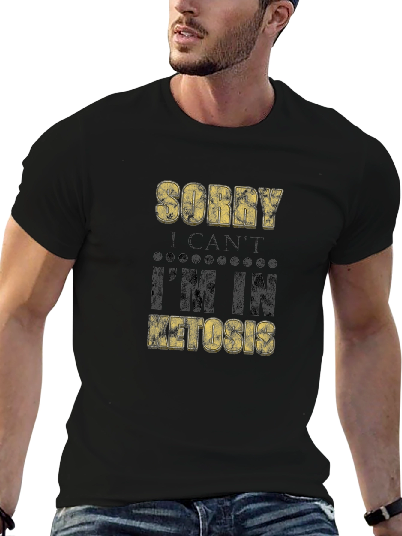 Black Sorry I Can't I'm In Ketosis T-Shirt view 6