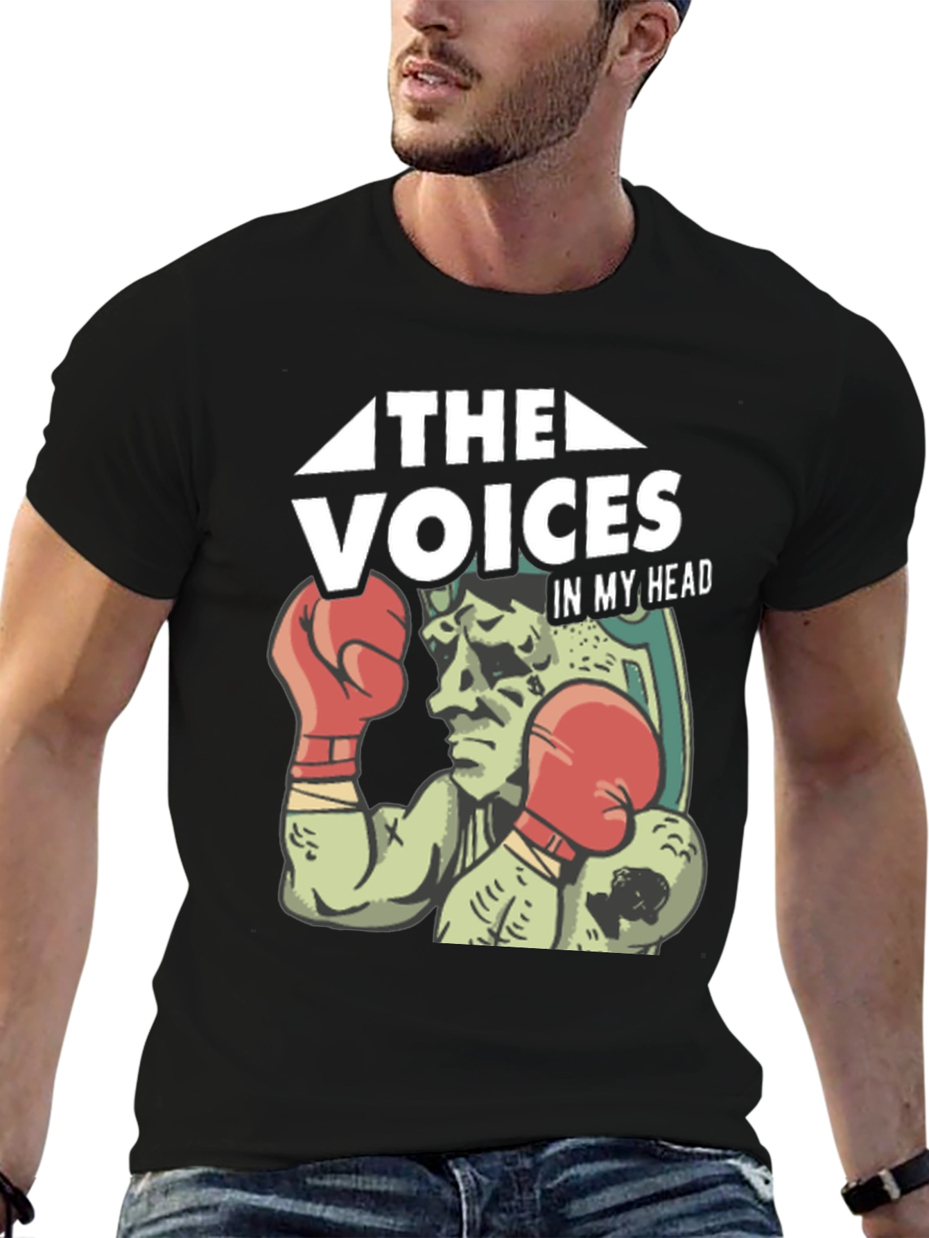 Black The Voices in My Head T-Shirt - Boxer Graphic Tee view 6