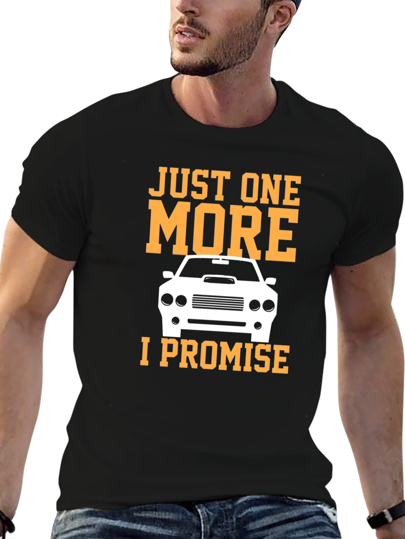 Black Just One More Car T-Shirt - Black Cotton Tee view 6