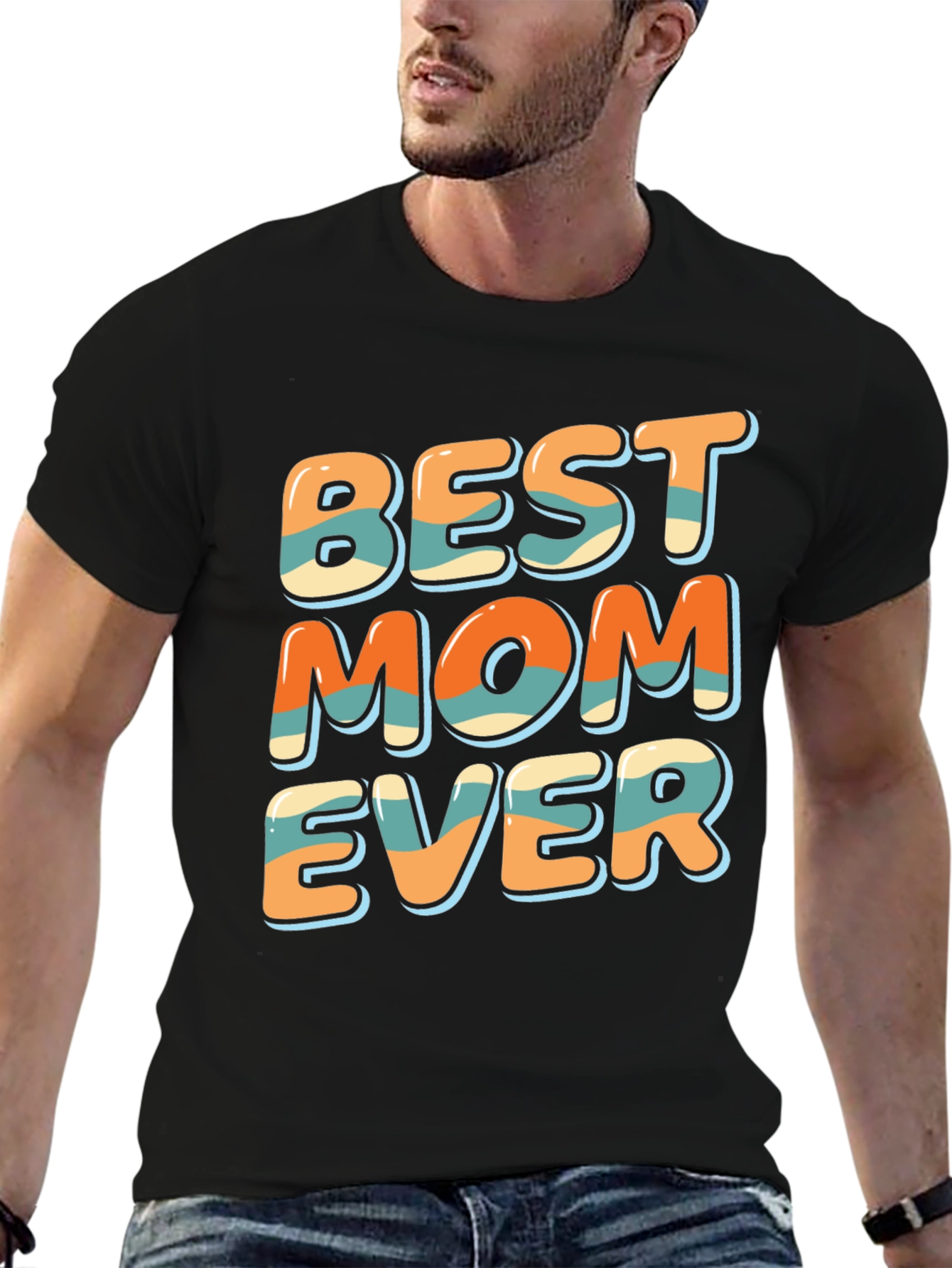 Black Best Mom Ever Graphic T-Shirt - Unisex view 6