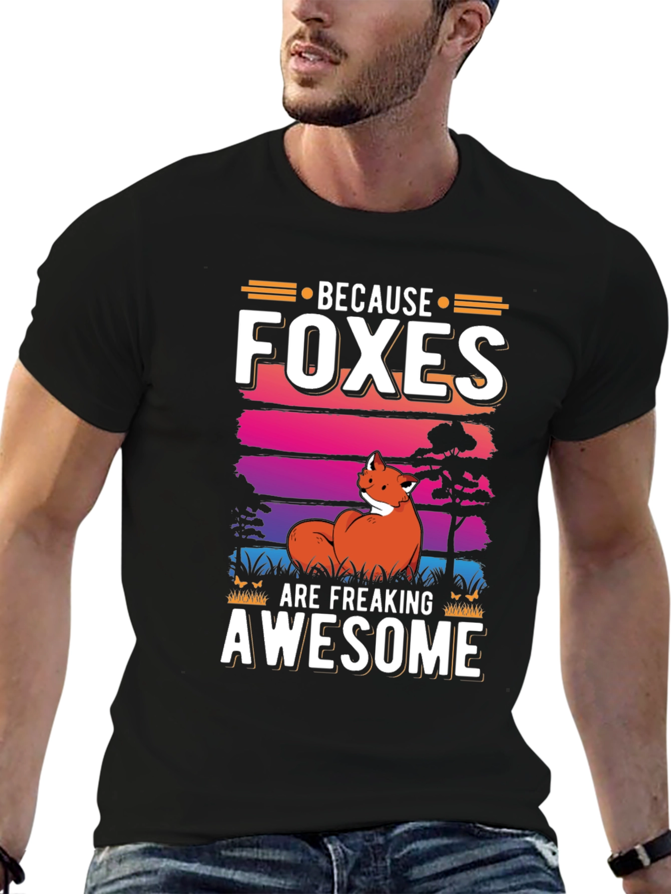 Foxes Are Awesome Graphic Tee - Unisex Black Shirt - 6