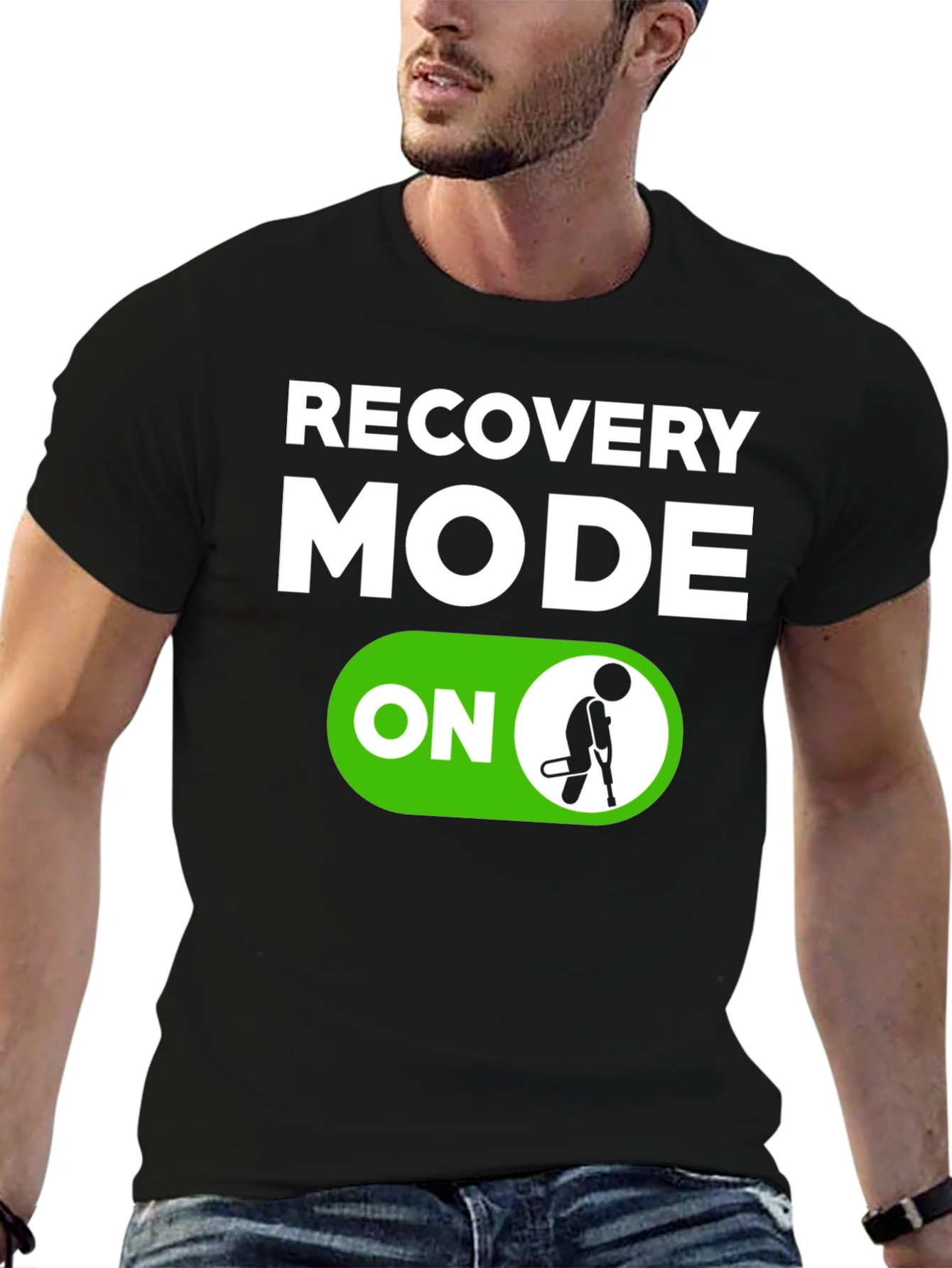 Black Recovery Mode ON T-Shirt - Funny Get Well Soon Gift view 6
