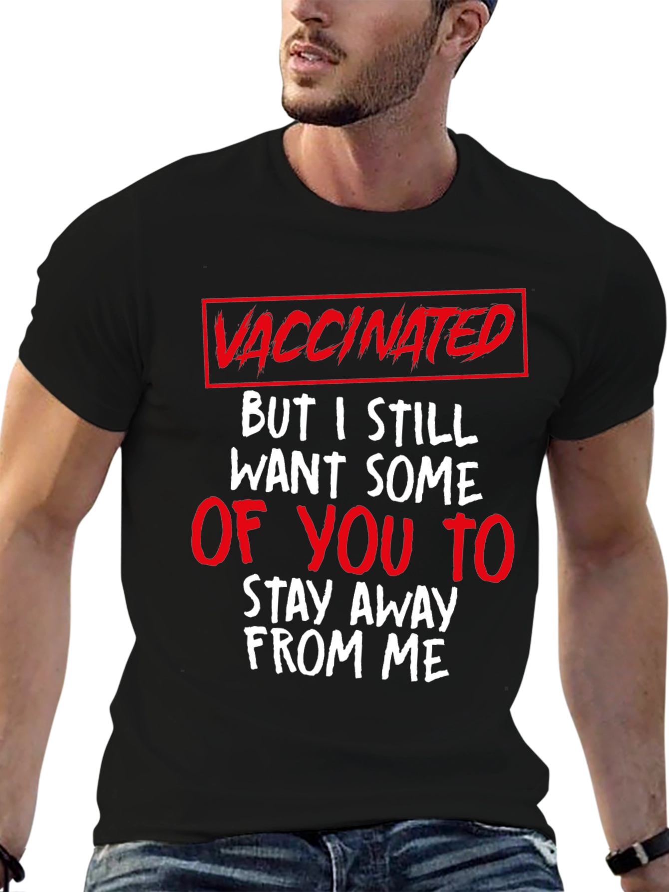 Black Vaccinated Funny Graphic T-Shirt view 6