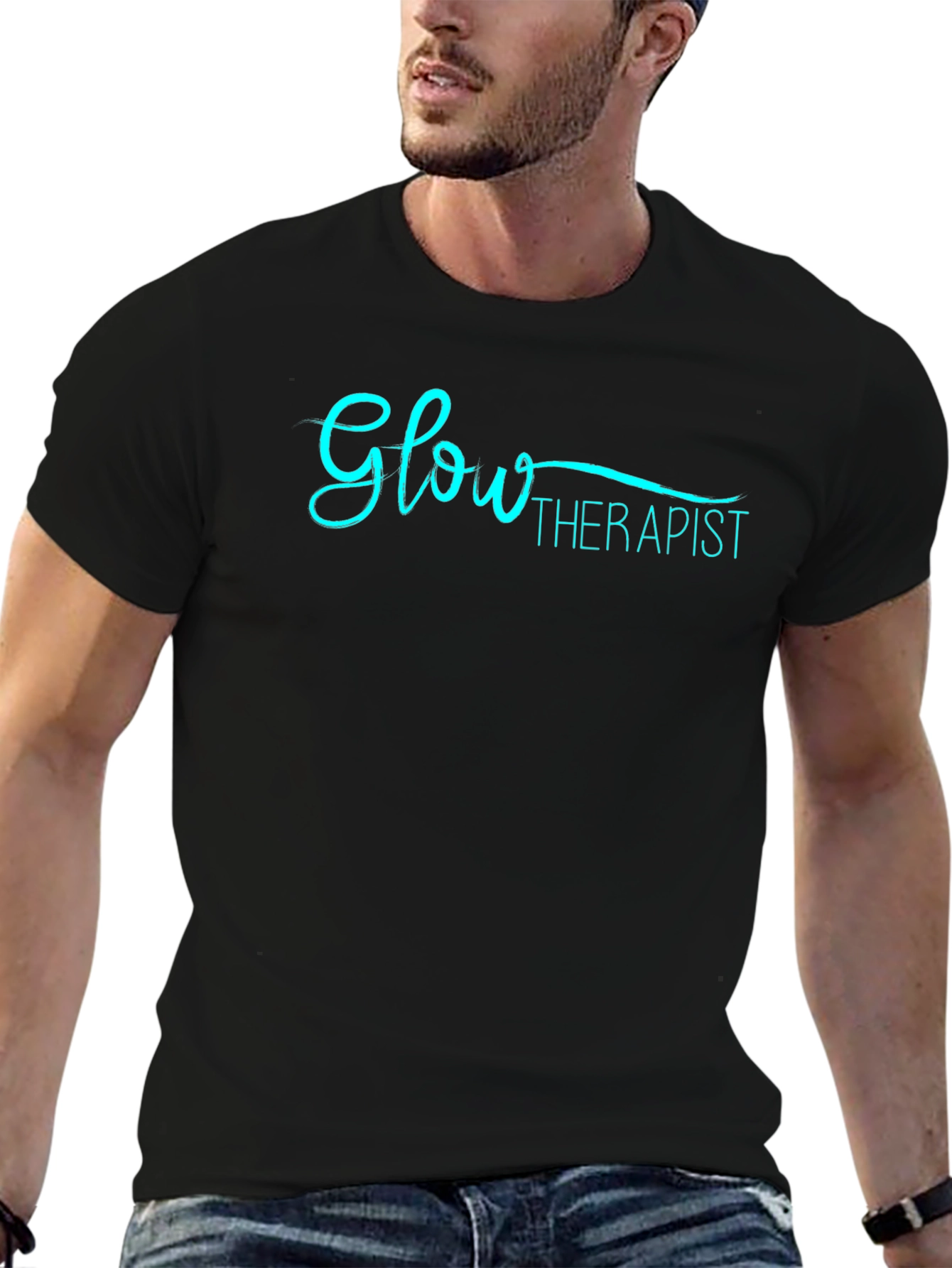 Black Glow Therapist Black T-Shirt view 6
