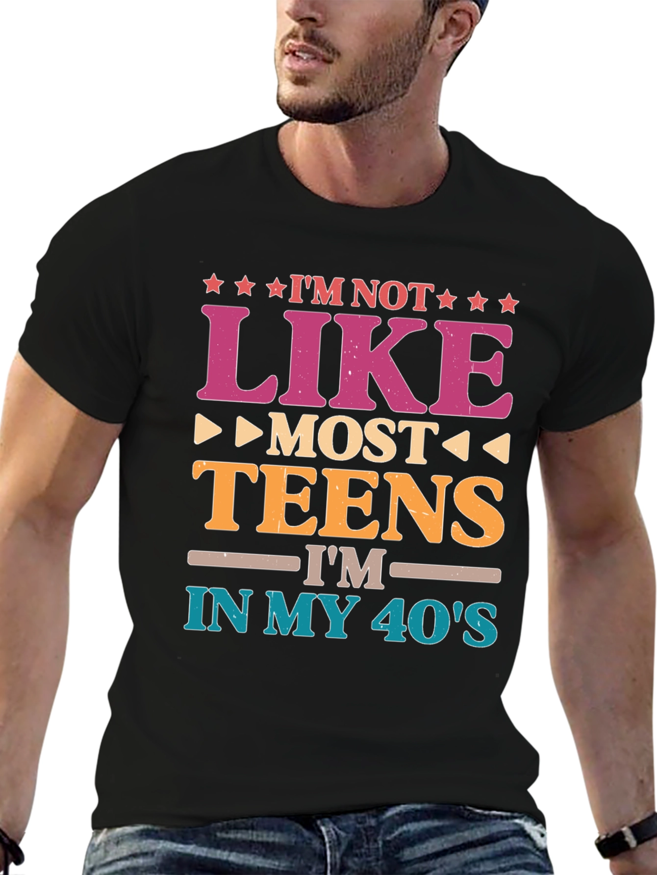 Black I'm Not Like Most Teens T-Shirt - 40's Humor Tee view 6