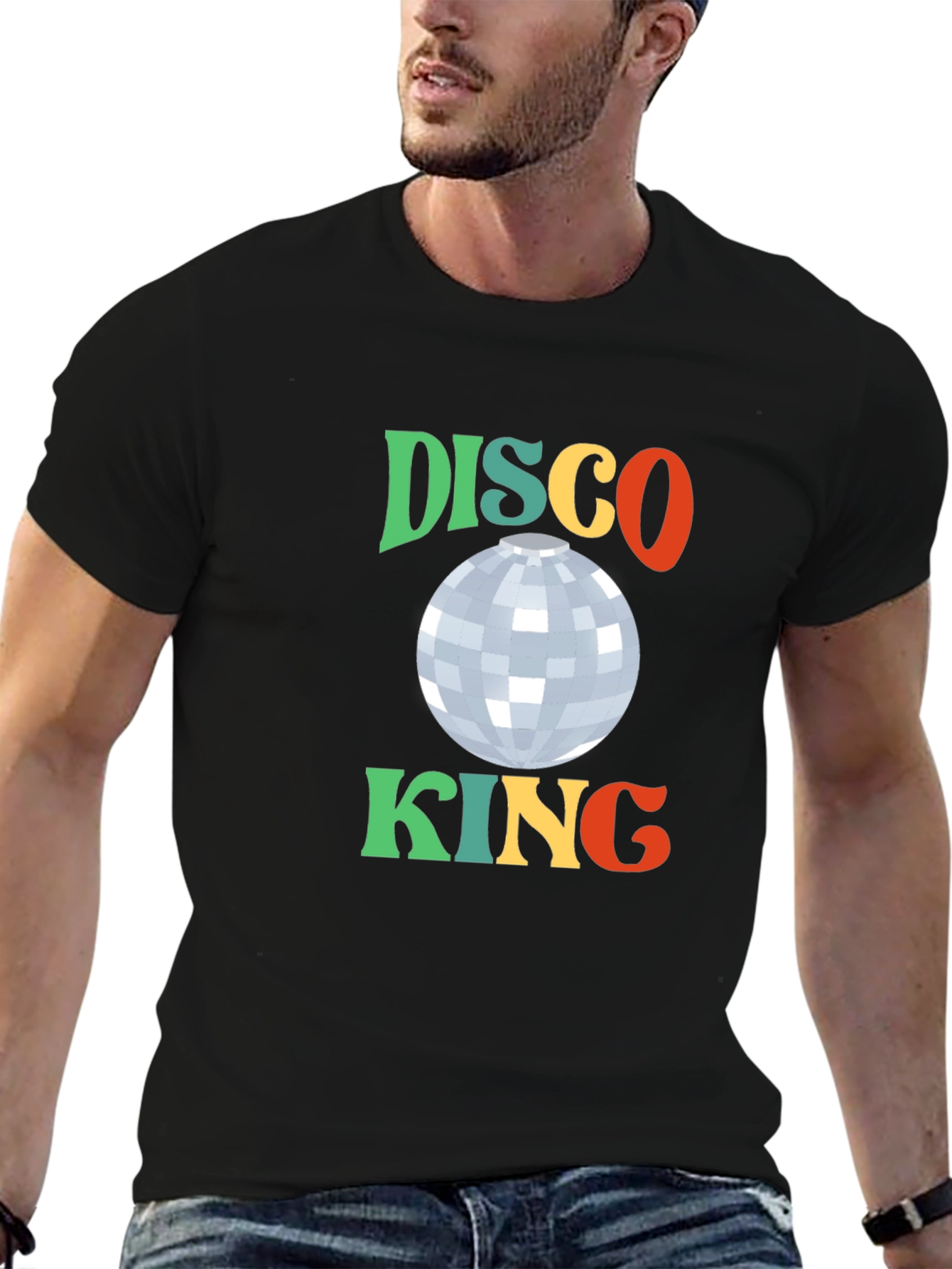 Black Retro Disco King Graphic T-Shirt view 6