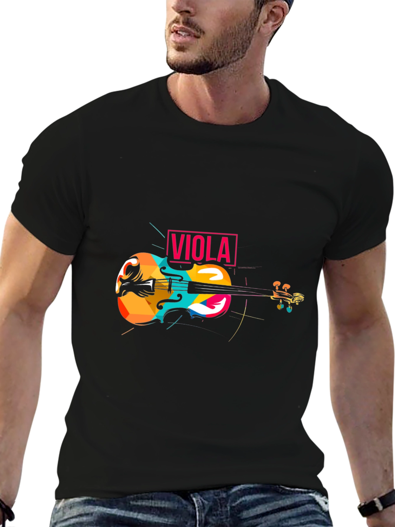 Black Colorful Viola Graphic T-Shirt view 6