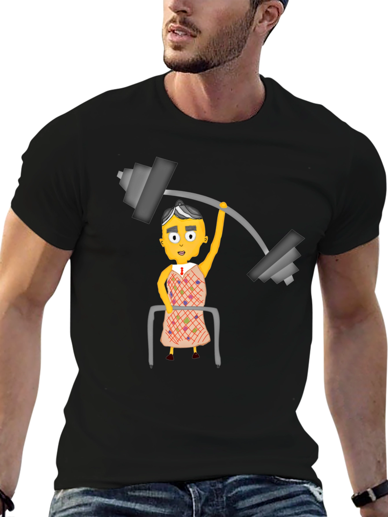 Black Funny Lifting Grandma Black T-Shirt view 6