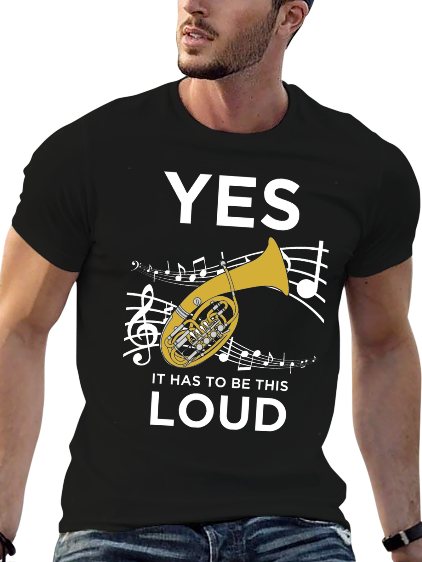 Black Funny Tuba Player T-Shirt - Yes It Has To Be This Loud view 6