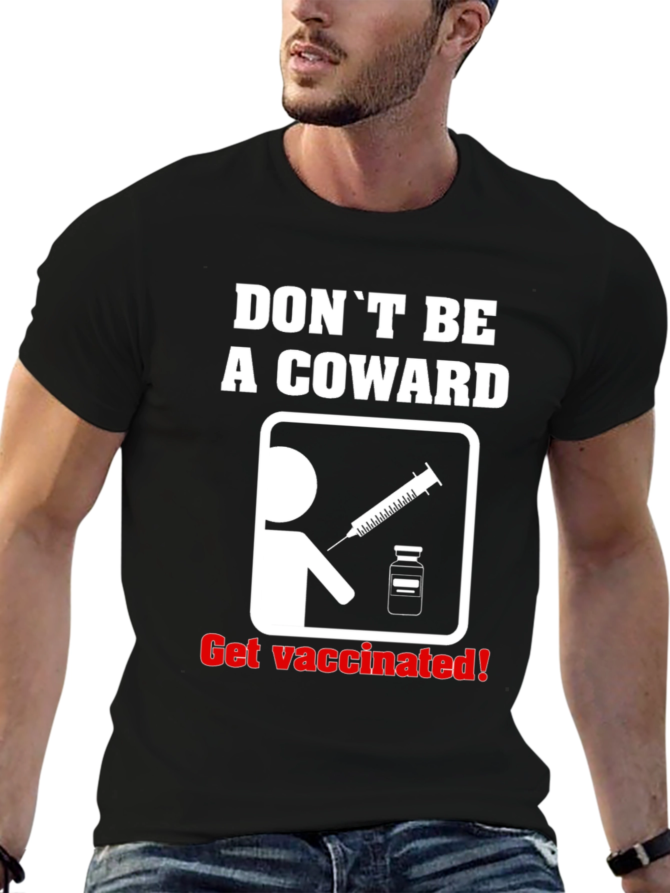 Black Don't Be A Coward Get Vaccinated T-Shirt view 6