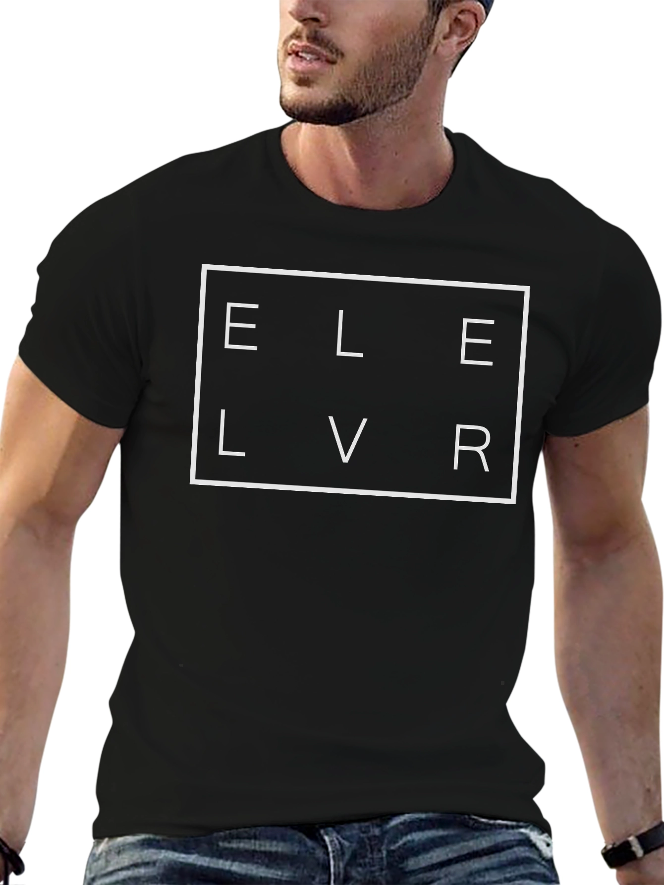 Black Elevr Graphic Tee - Modern Minimalist Black T-Shirt view 6