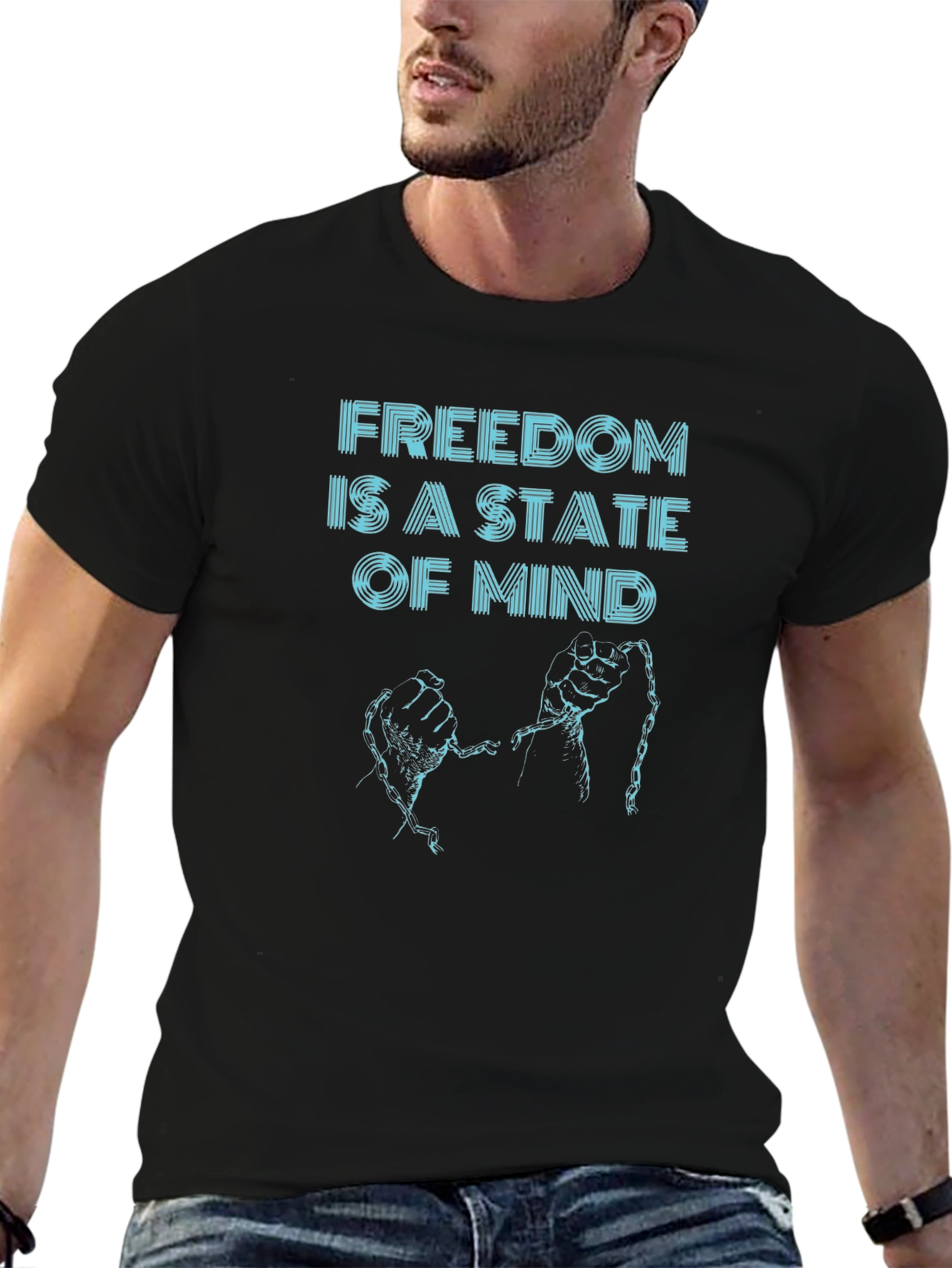 Black Freedom State of Mind Graphic Tee - Black view 6