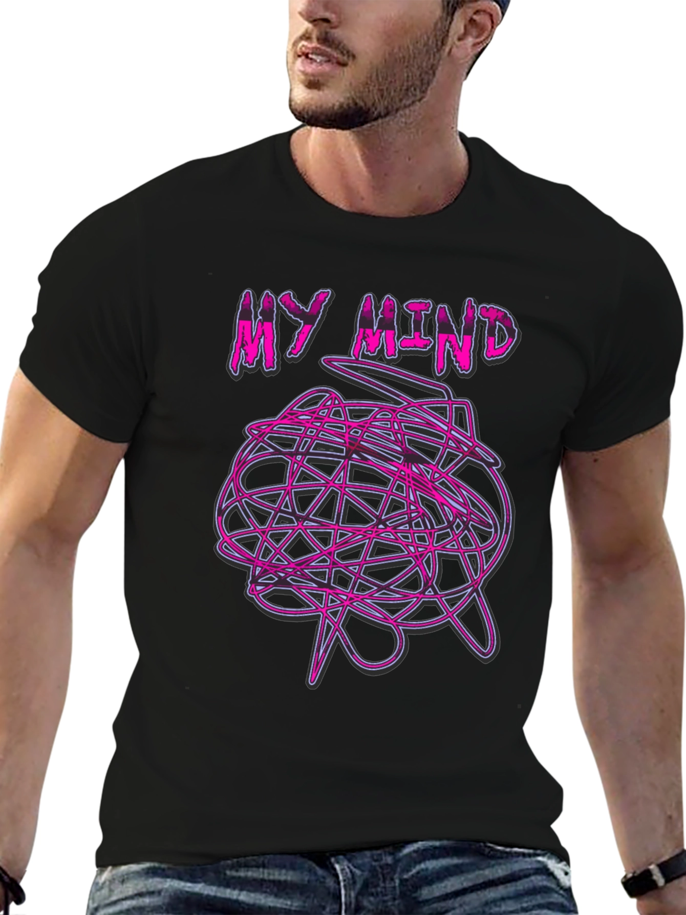 Black My Mind Graphic T-Shirt - Chaotic Brain Design view 6