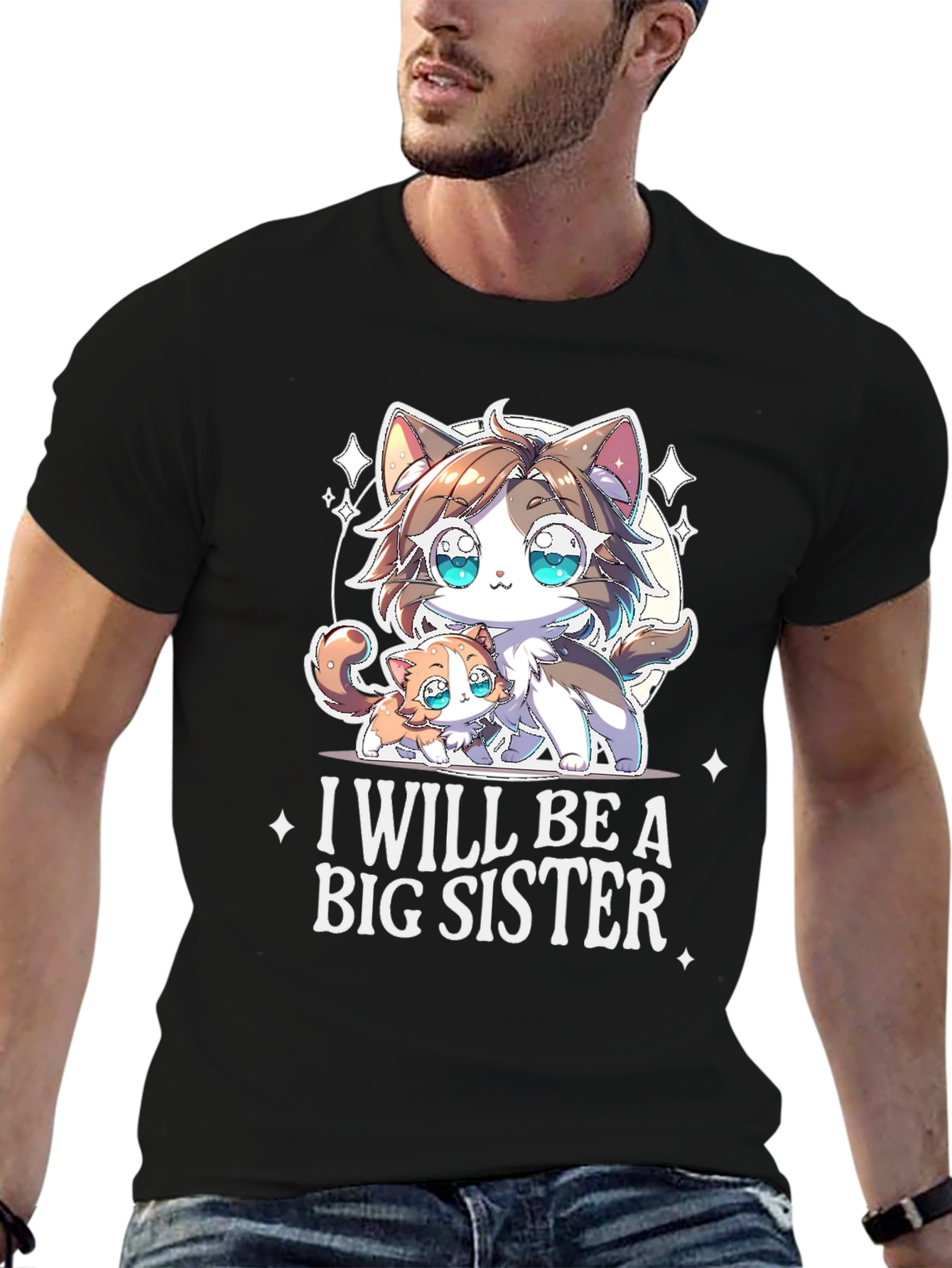 Black I Will Be A Big Sister T-Shirt view 6