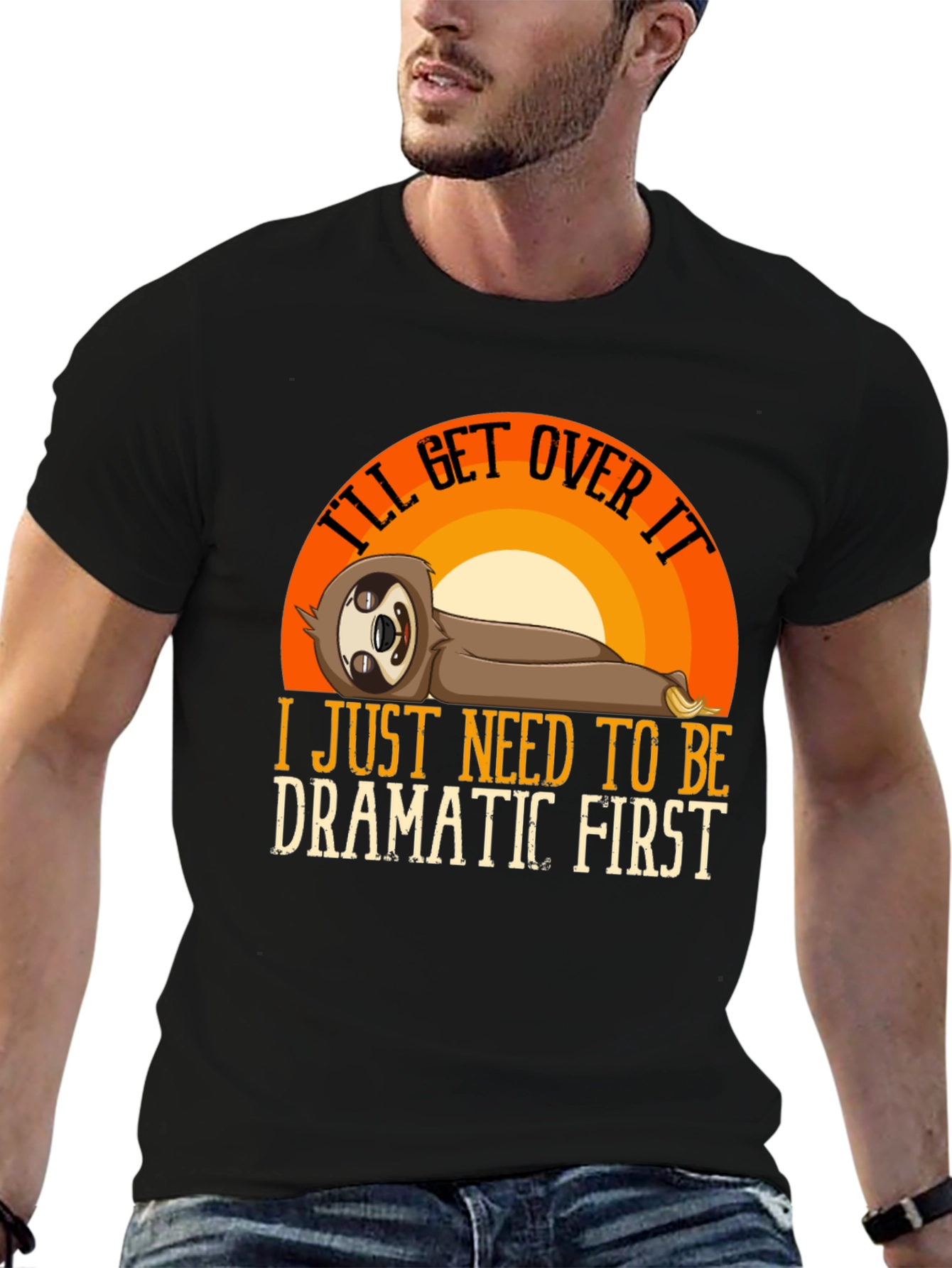 Black I'll Get Over It Sloth T-Shirt view 6