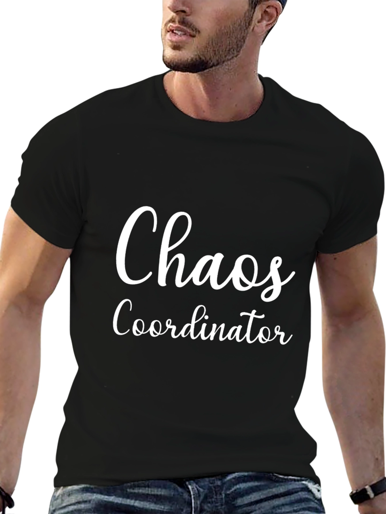 Black Chaos Coordinator Graphic T-Shirt - Black Crew Neck view 6