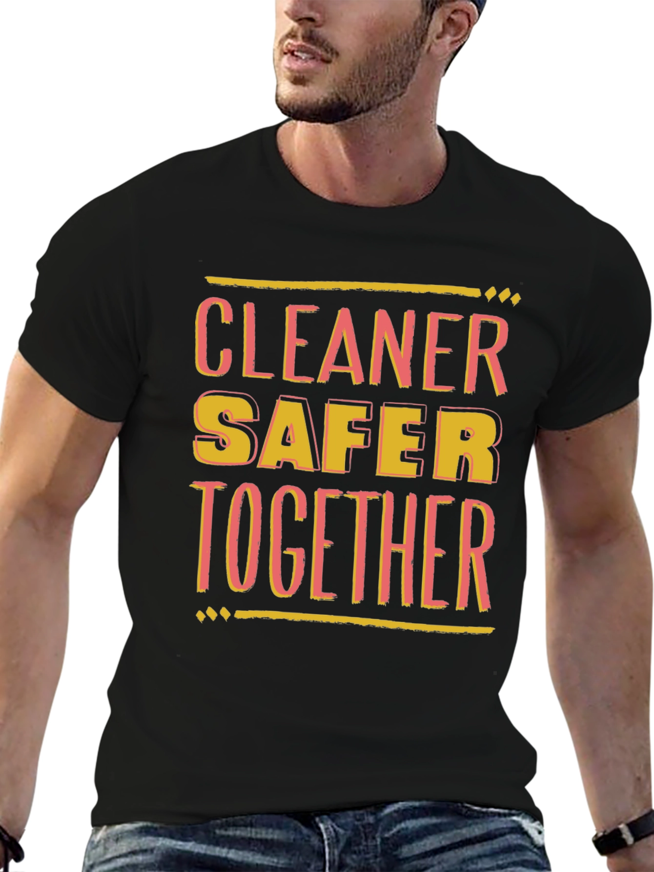 Black Cleaner Safer Together Black Graphic Tee view 6