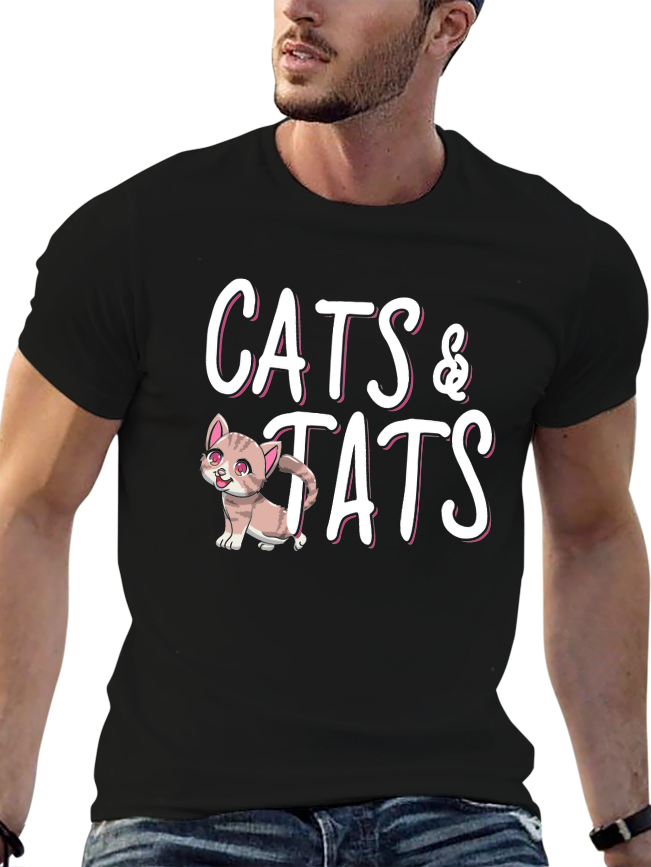 Black Cats & Tats Graphic T-Shirt - Black view 6