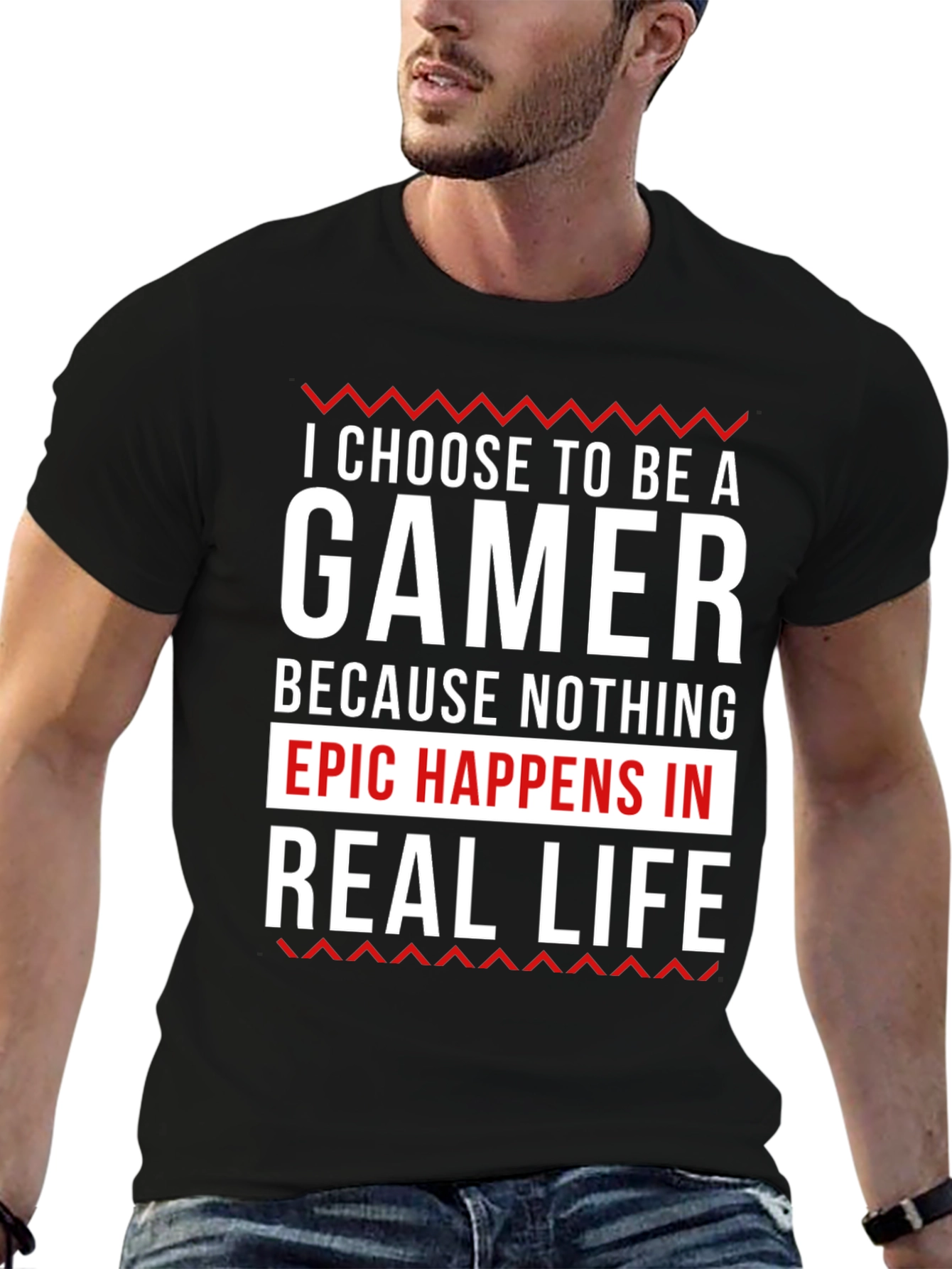 Black Gamer T-Shirt - Epic Happens Here! view 6