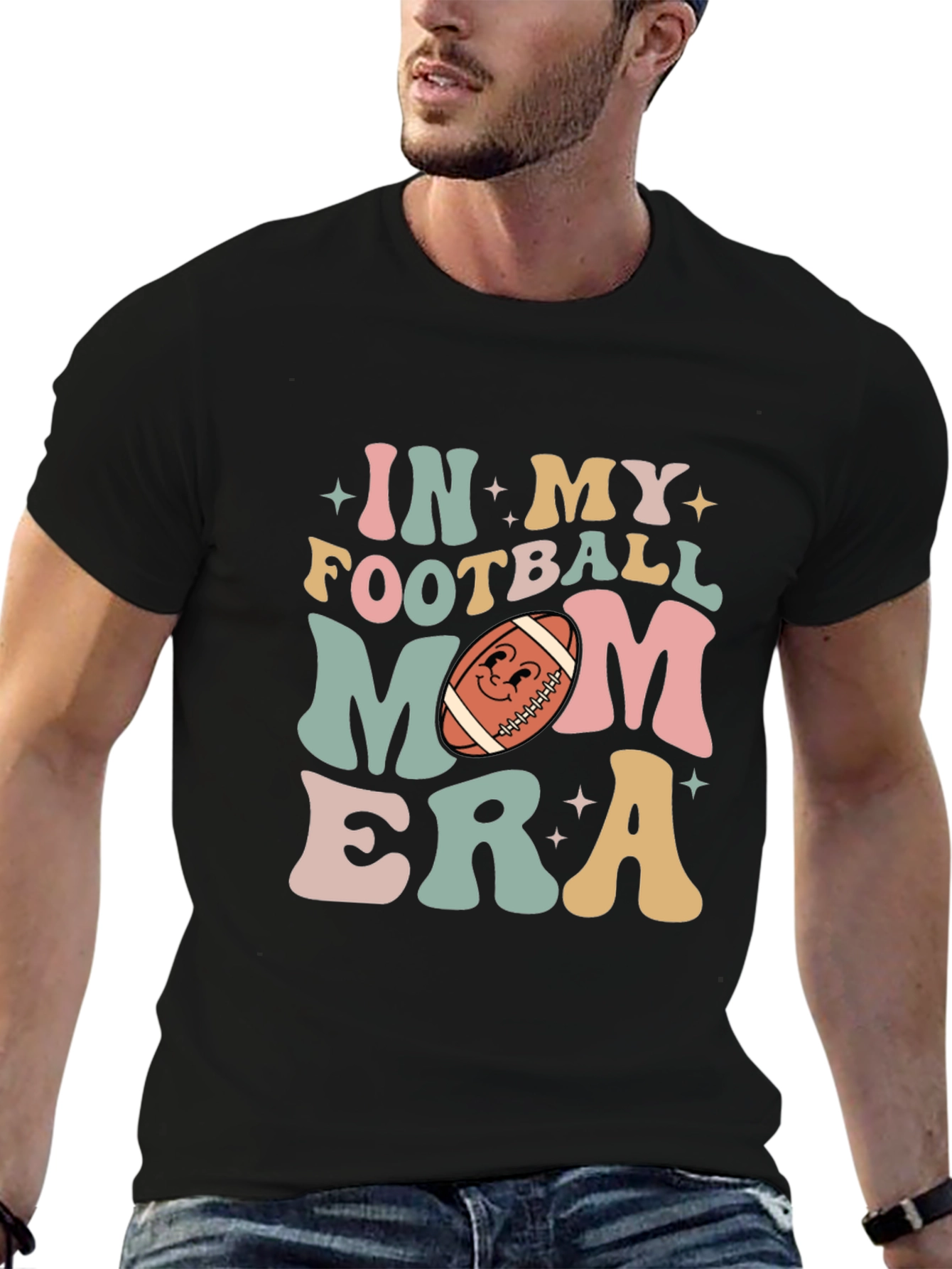 Black Football Mom Era T-Shirt view 6