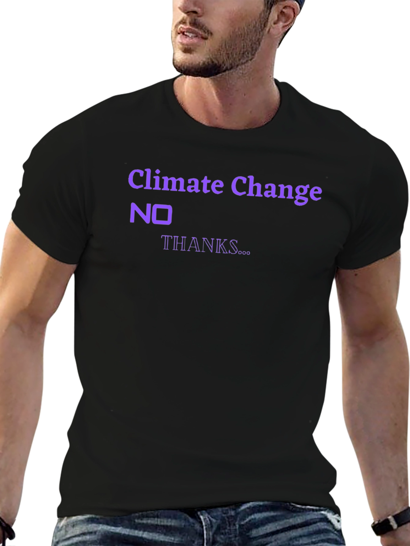 Black Climate Change 'No Thanks' Graphic T-Shirt view 6