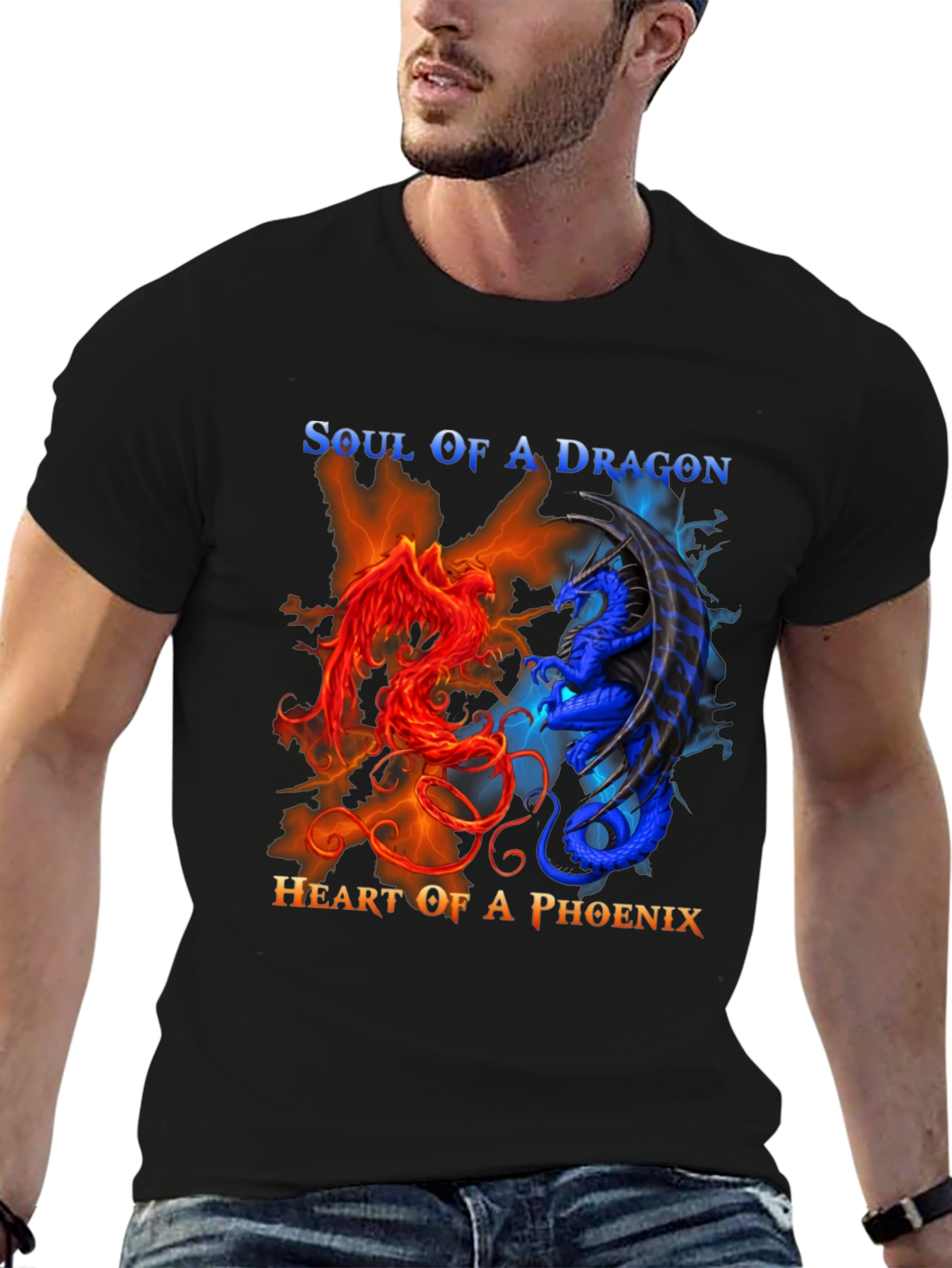Soul of Dragon Heart of Phoenix Black T-Shirt - 6