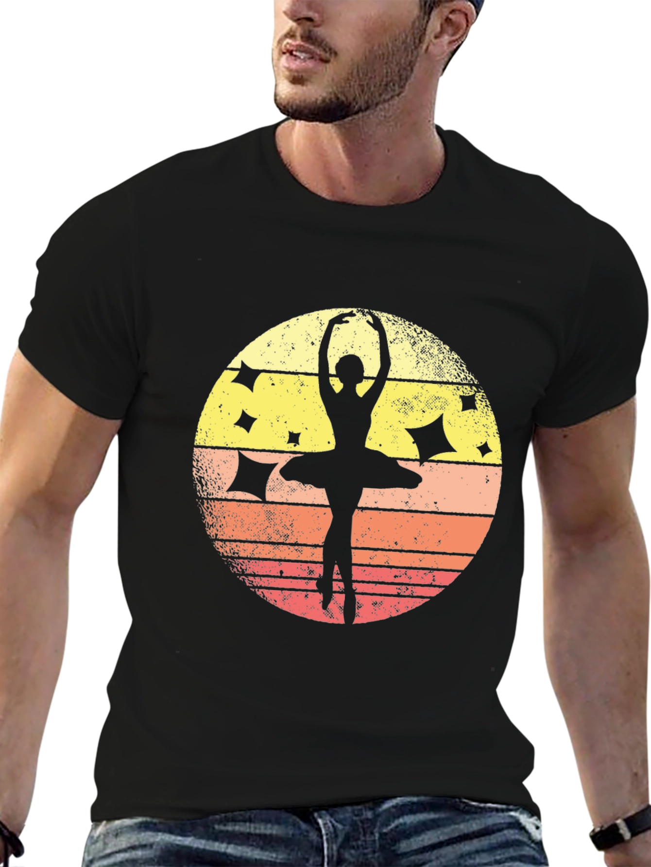 Black Ballet Dancer Silhouette Graphic Tee view 6