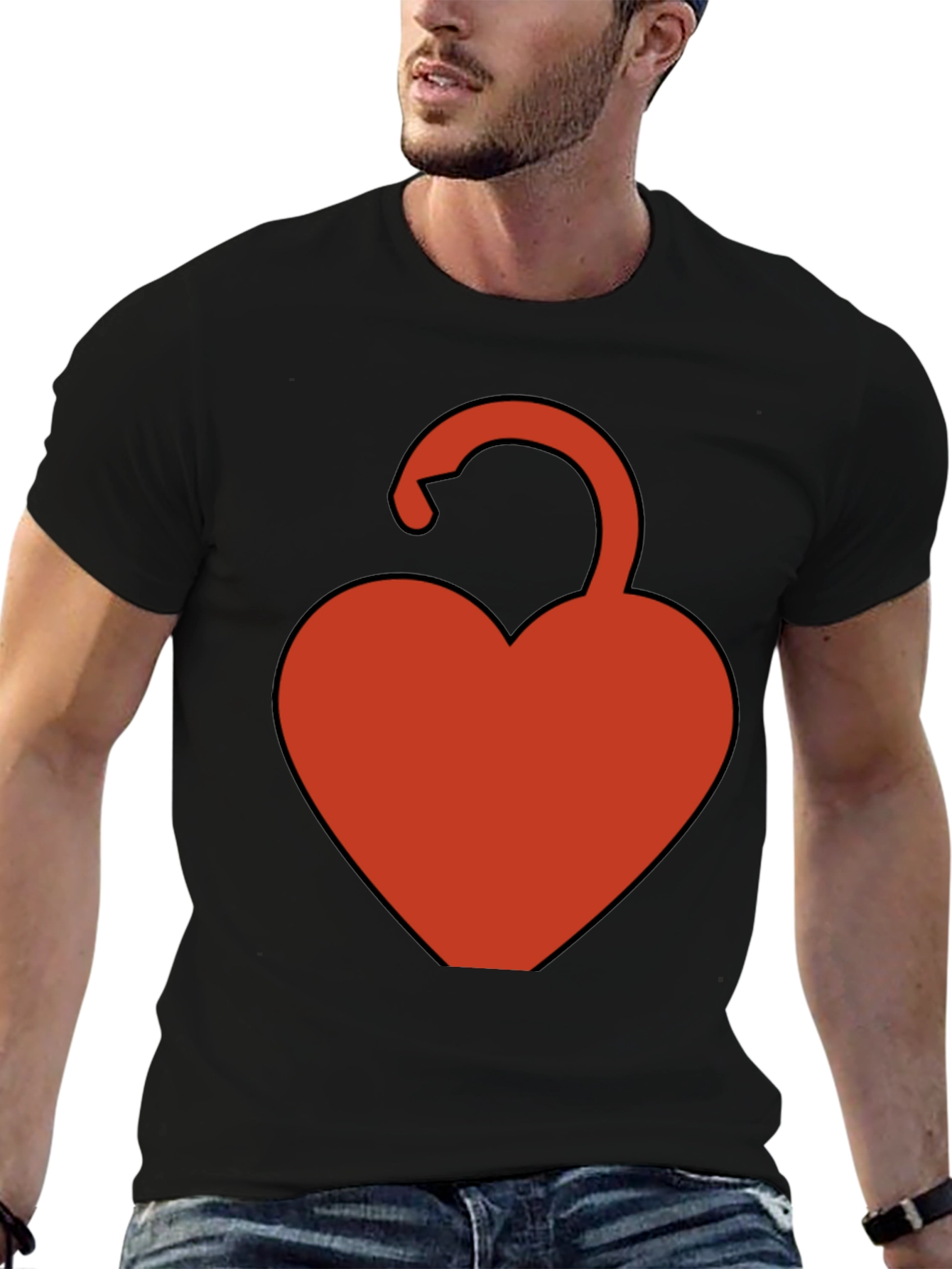 Black Heart Lock Graphic Tee - Black Casual Shirt view 6