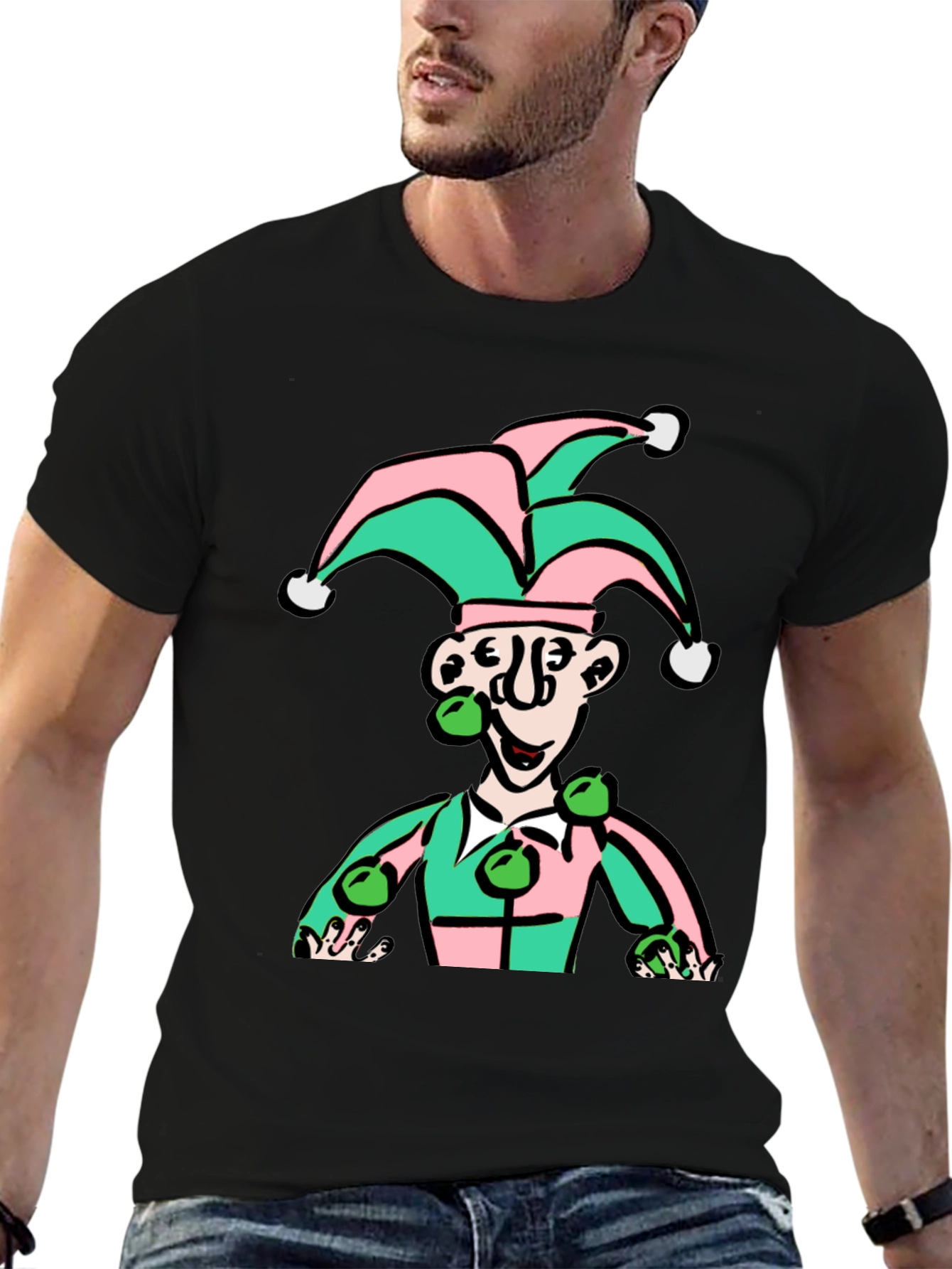 Black Jester Graphic T-Shirt - Playful & Unique Design view 6
