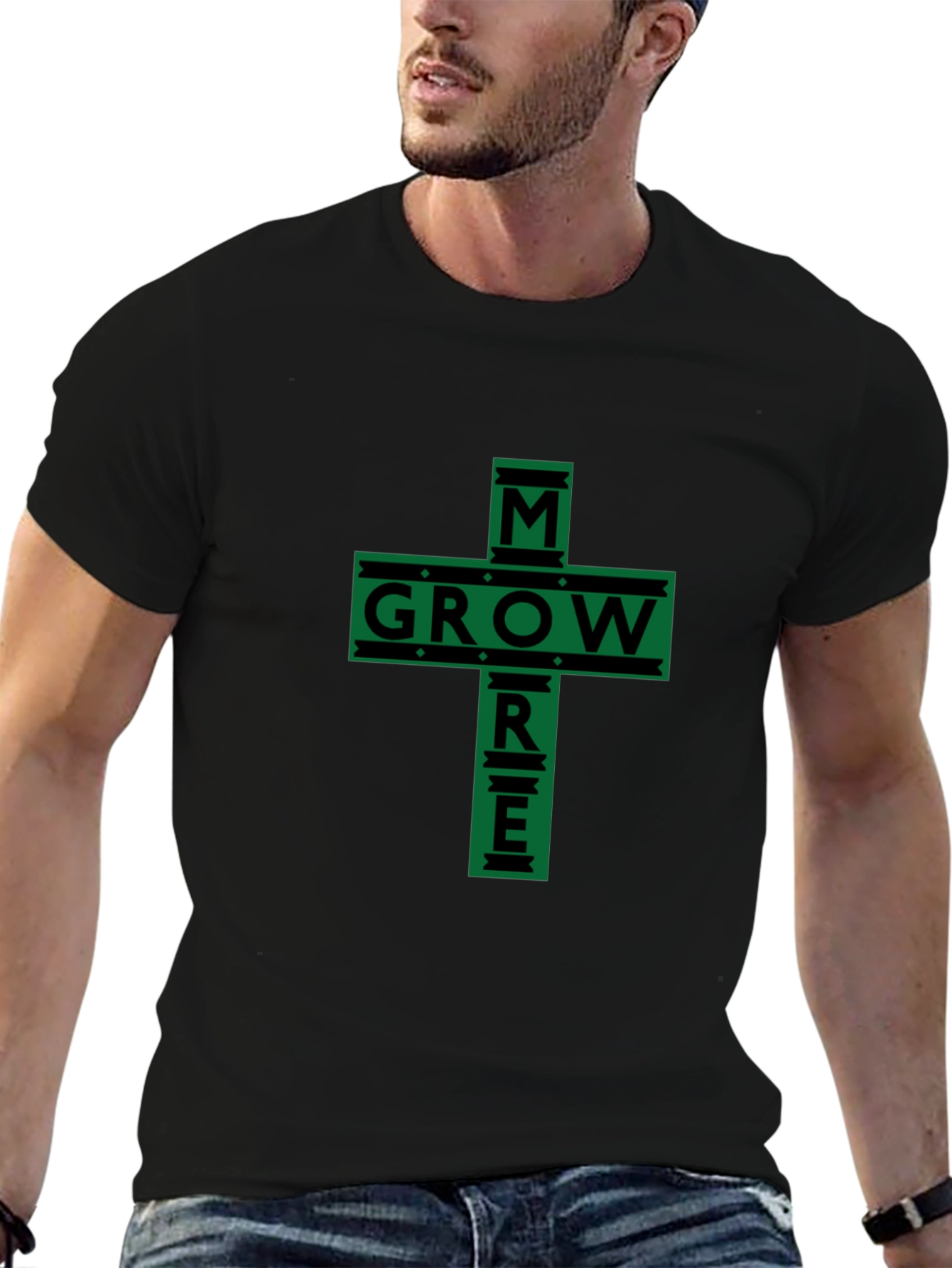 Black Grow More Graphic Tee - Black Cotton Blend view 6