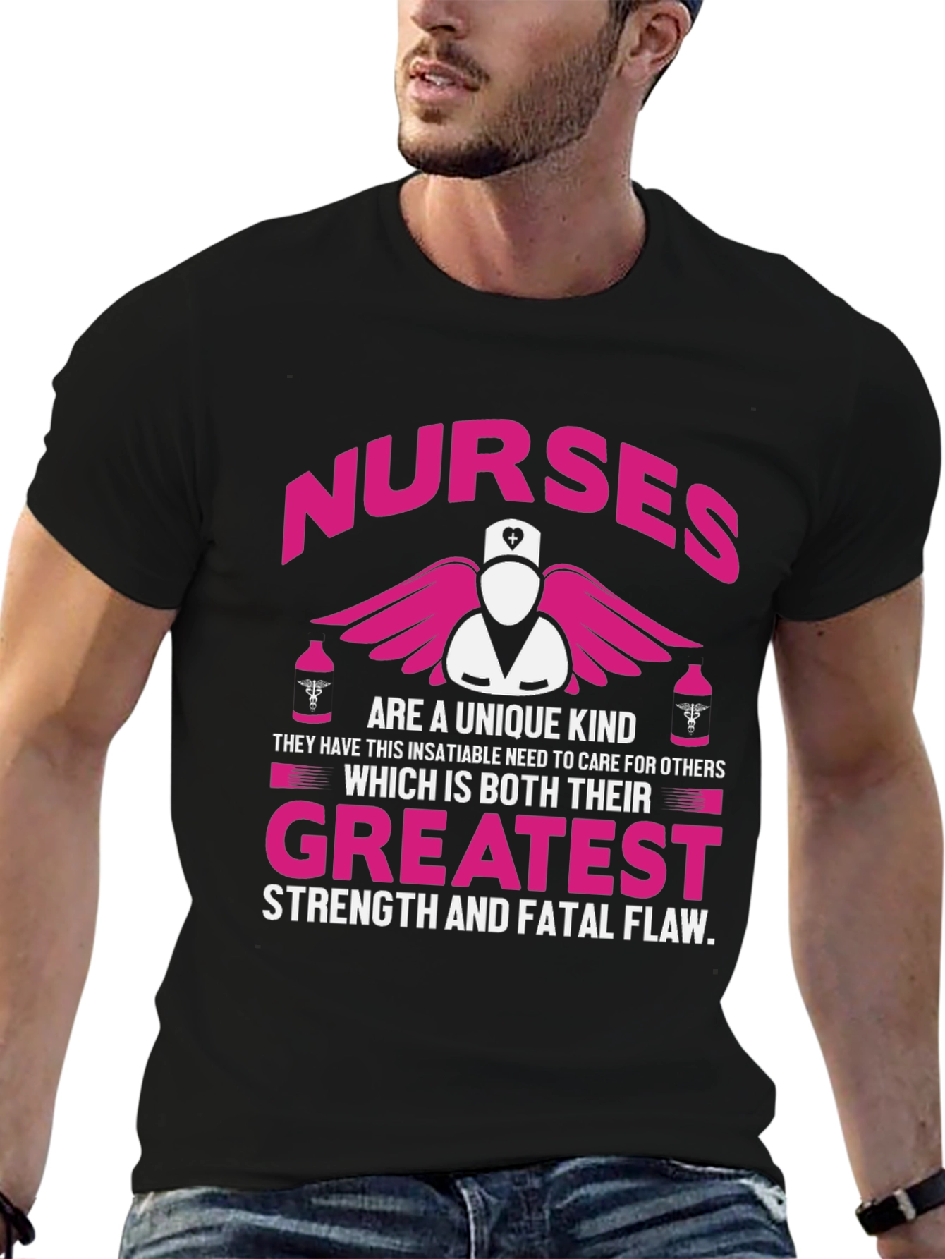 Black Nurses Unique Kind T-Shirt - Pink Graphic Tee view 6